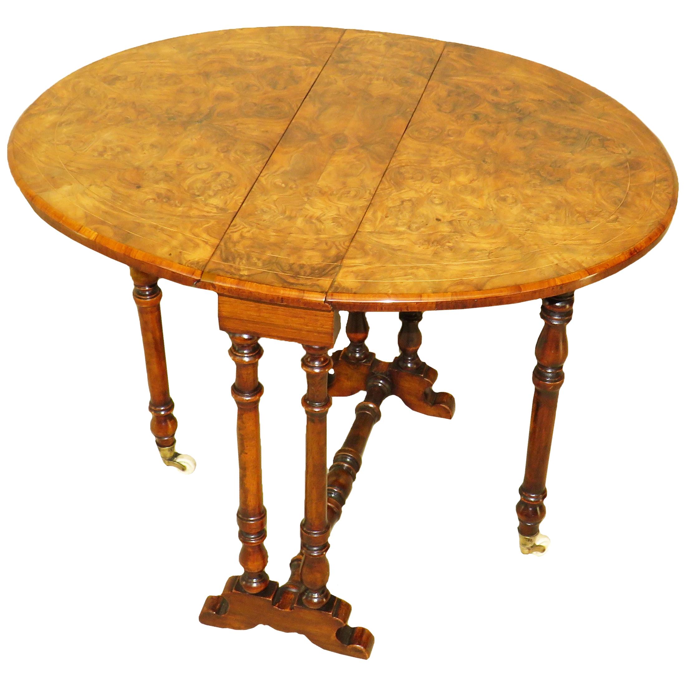 19th Century Burr Walnut Baby Sutherland Coffee Table