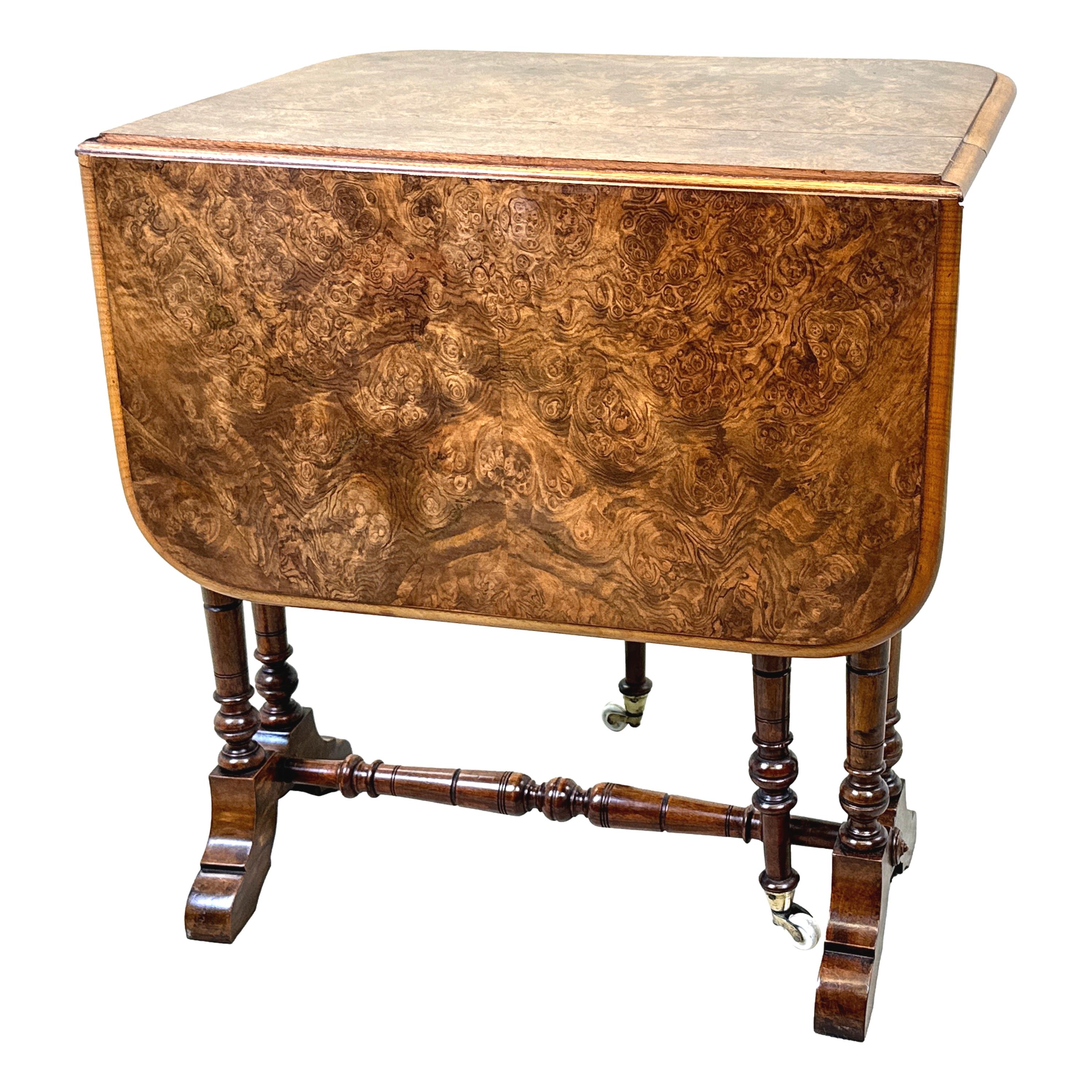 19th Century Burr Walnut Baby Sutherland Table For Sale 5