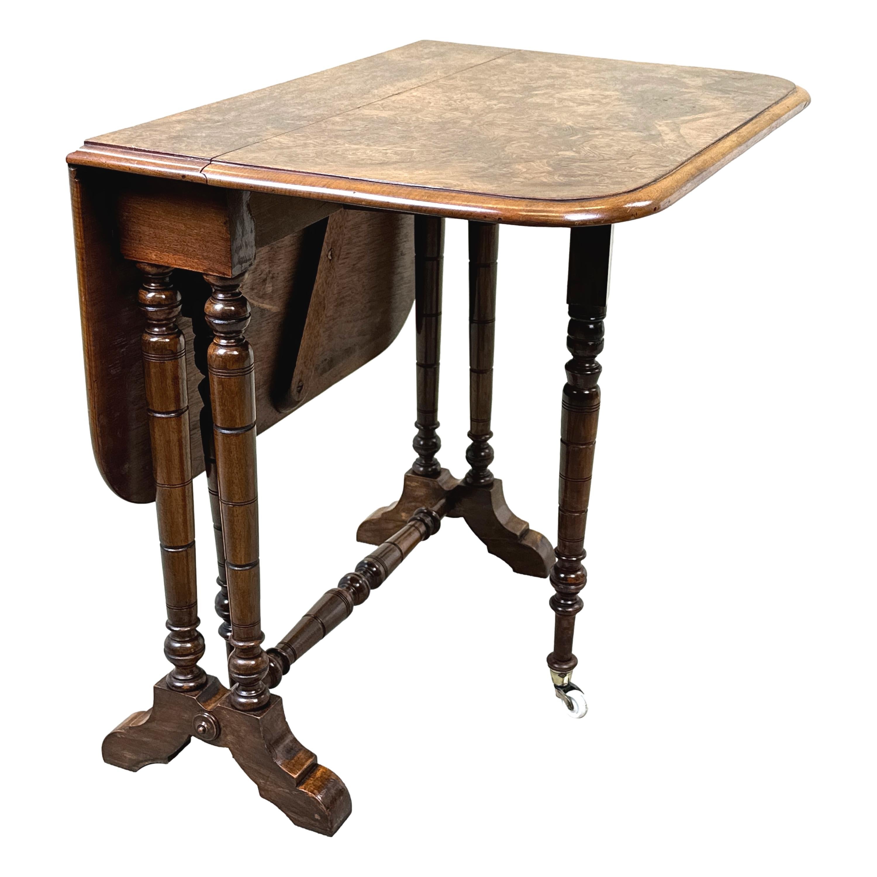 19th Century Burr Walnut Baby Sutherland Table For Sale 9