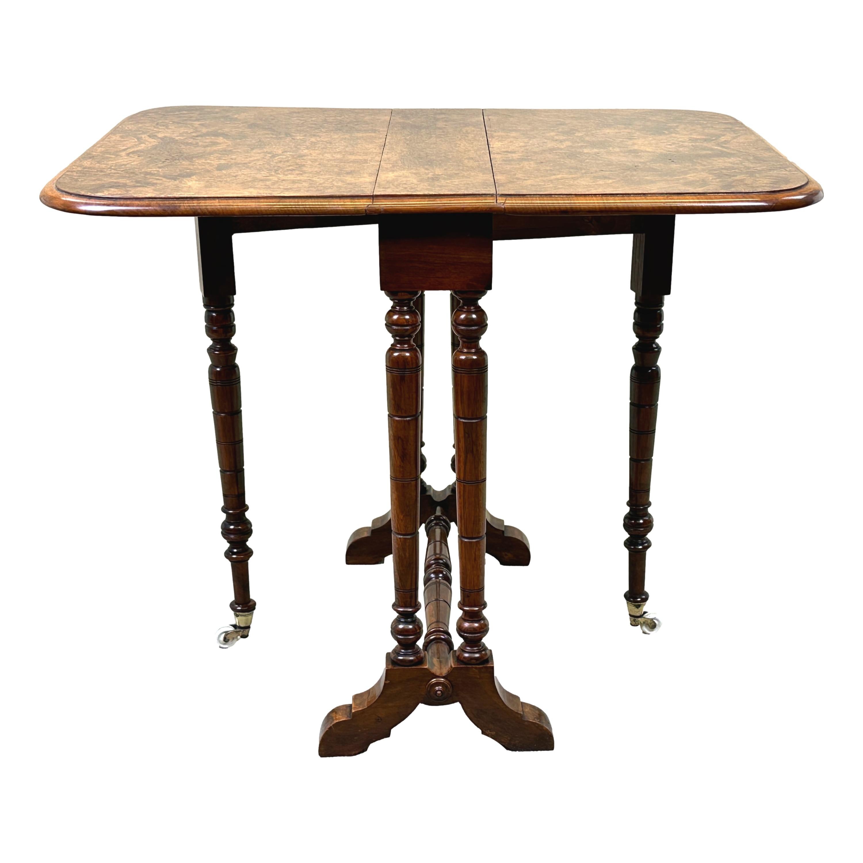 19th Century Burr Walnut Baby Sutherland Table For Sale 10