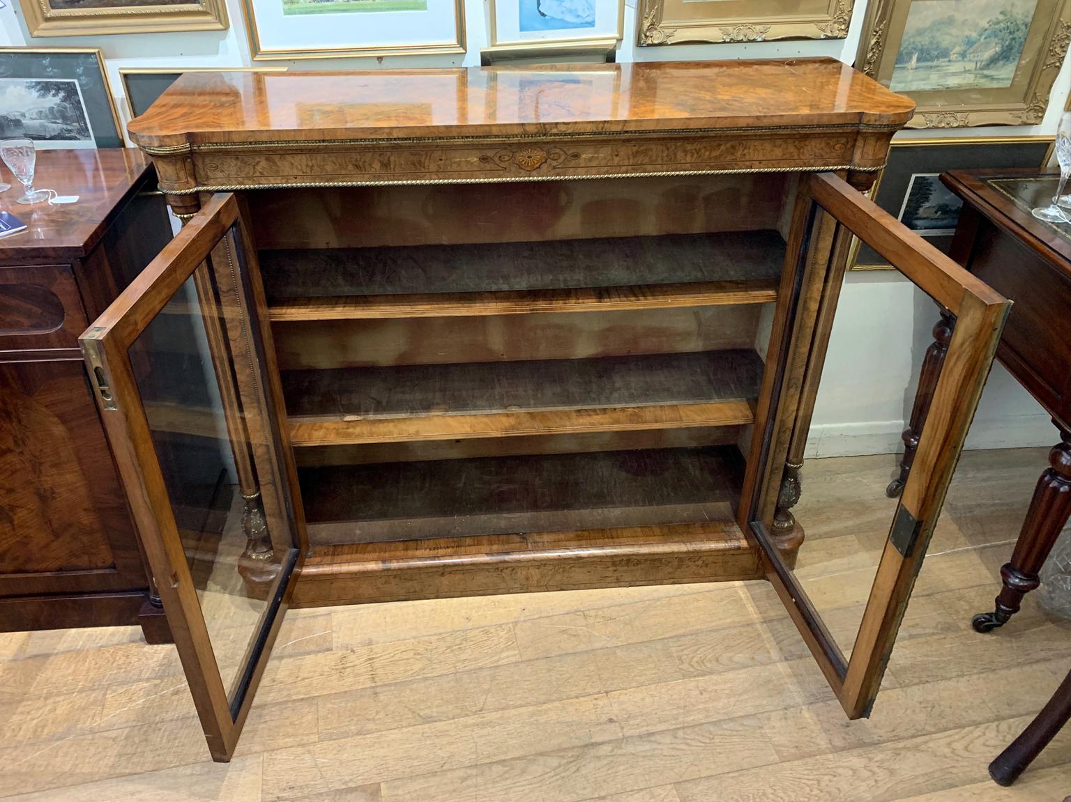 19th Century Burr Walnut Bookcase / Cabinet  5