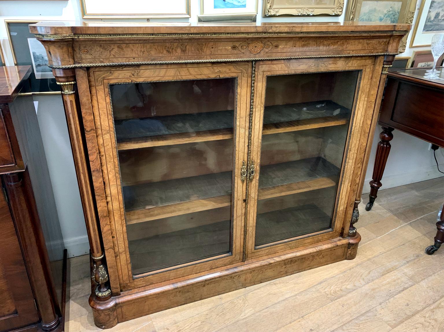 19th Century Burr Walnut Bookcase / Cabinet  In Good Condition In Richmond, Surrey