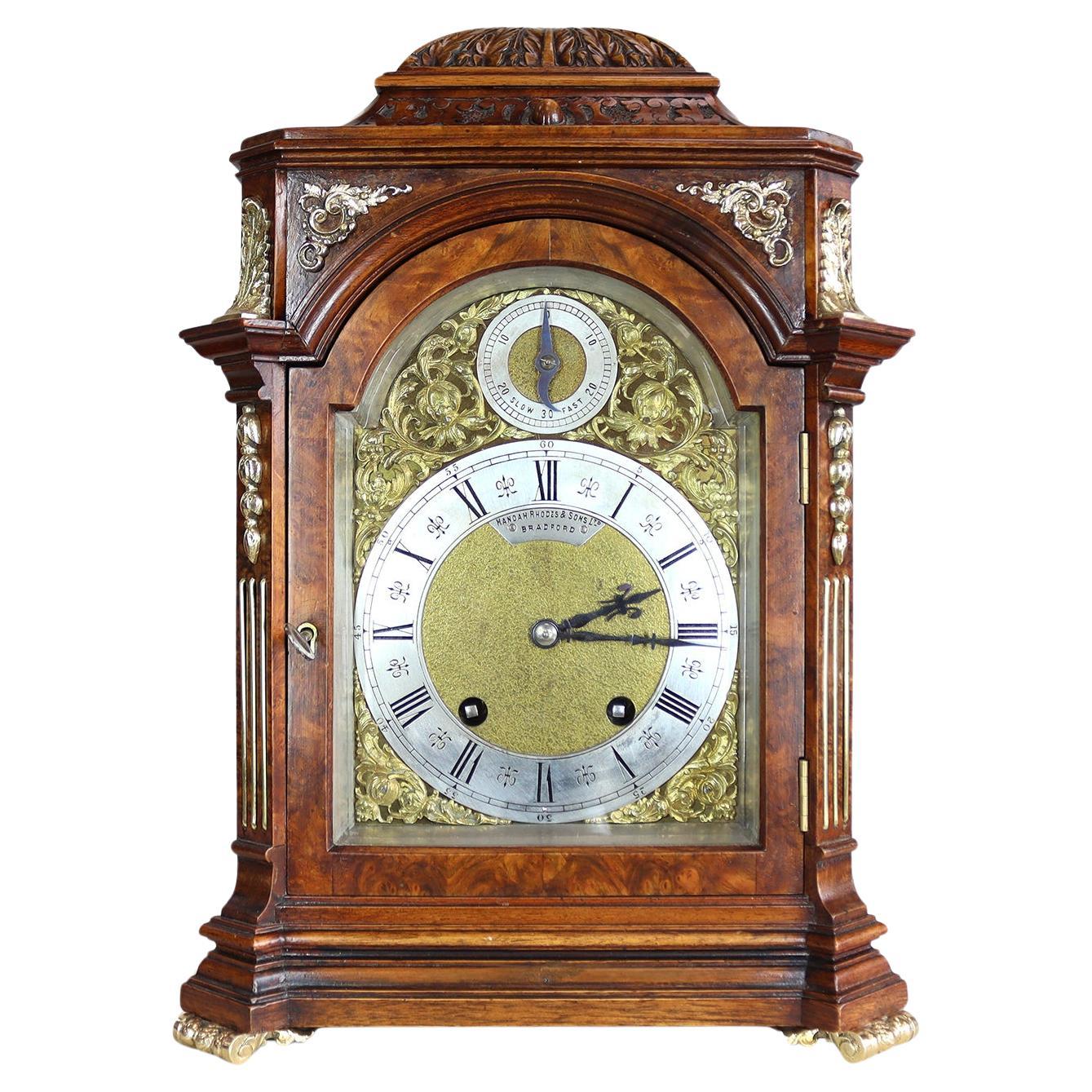 19th Century Burr Walnut Bracket Clock by Lenzkirch For Sale