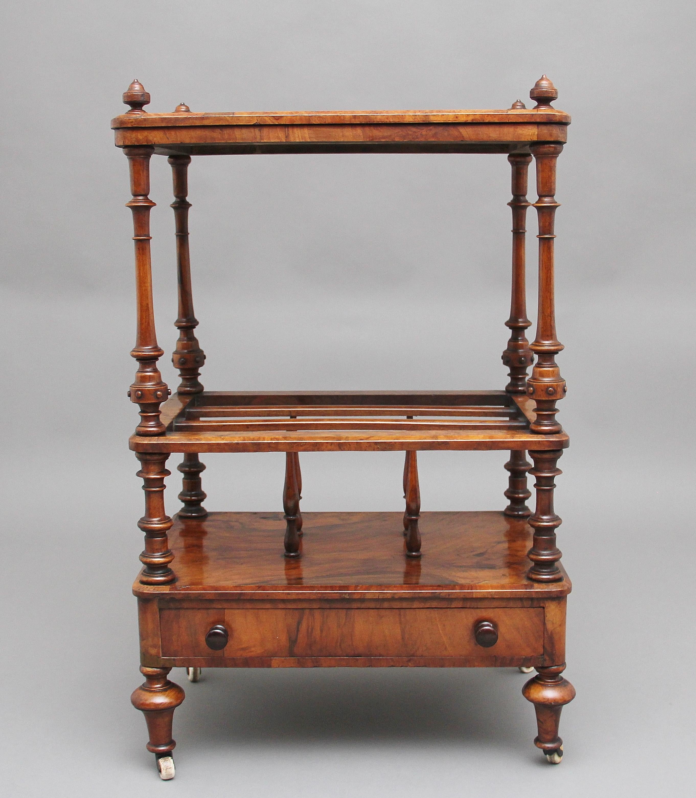 Early Victorian 19th Century Burr Walnut Canterbury For Sale