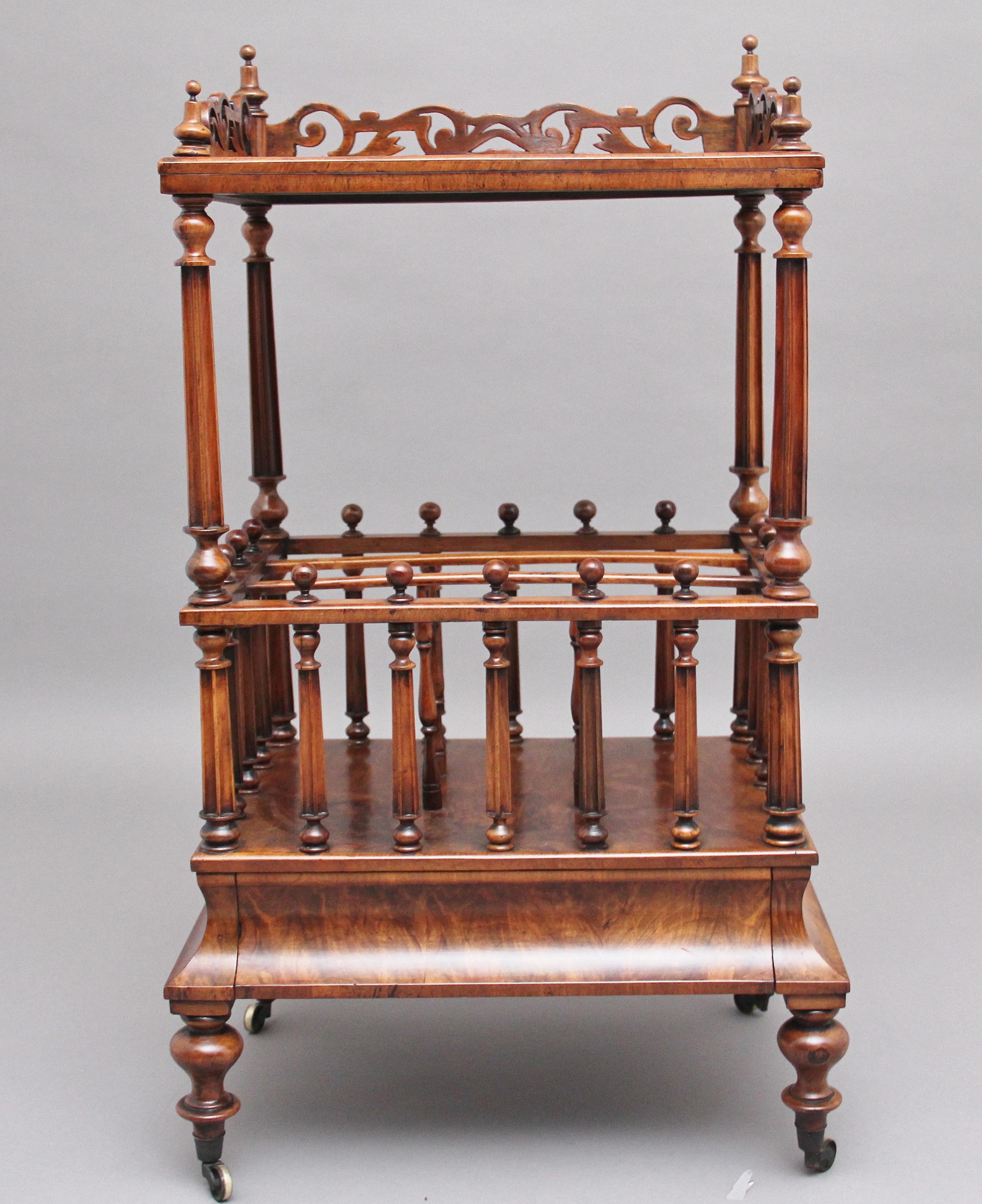 Early Victorian 19th Century Burr Walnut Canterbury For Sale