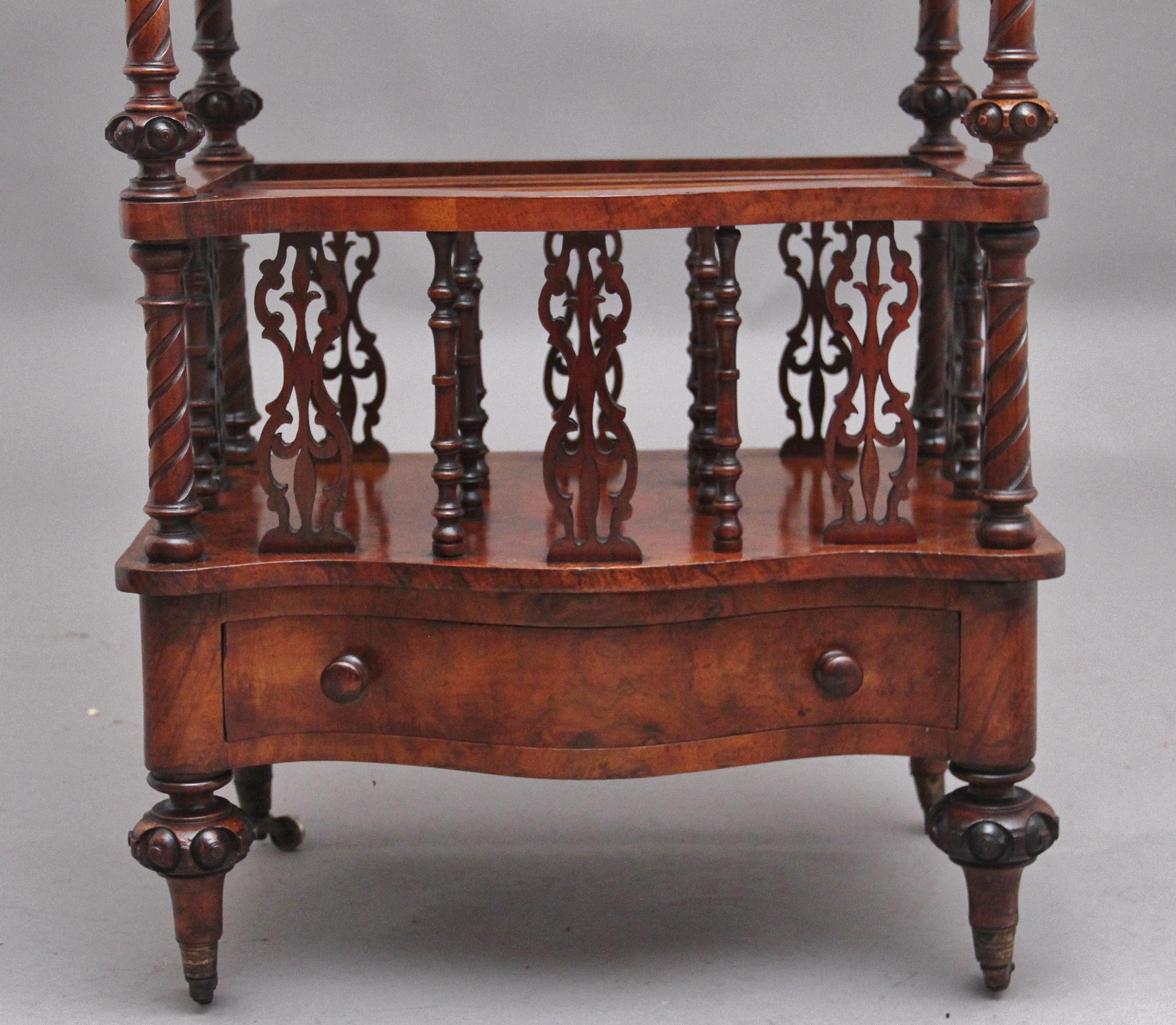 19th Century burr walnut Canterbury of serpentine form For Sale 3