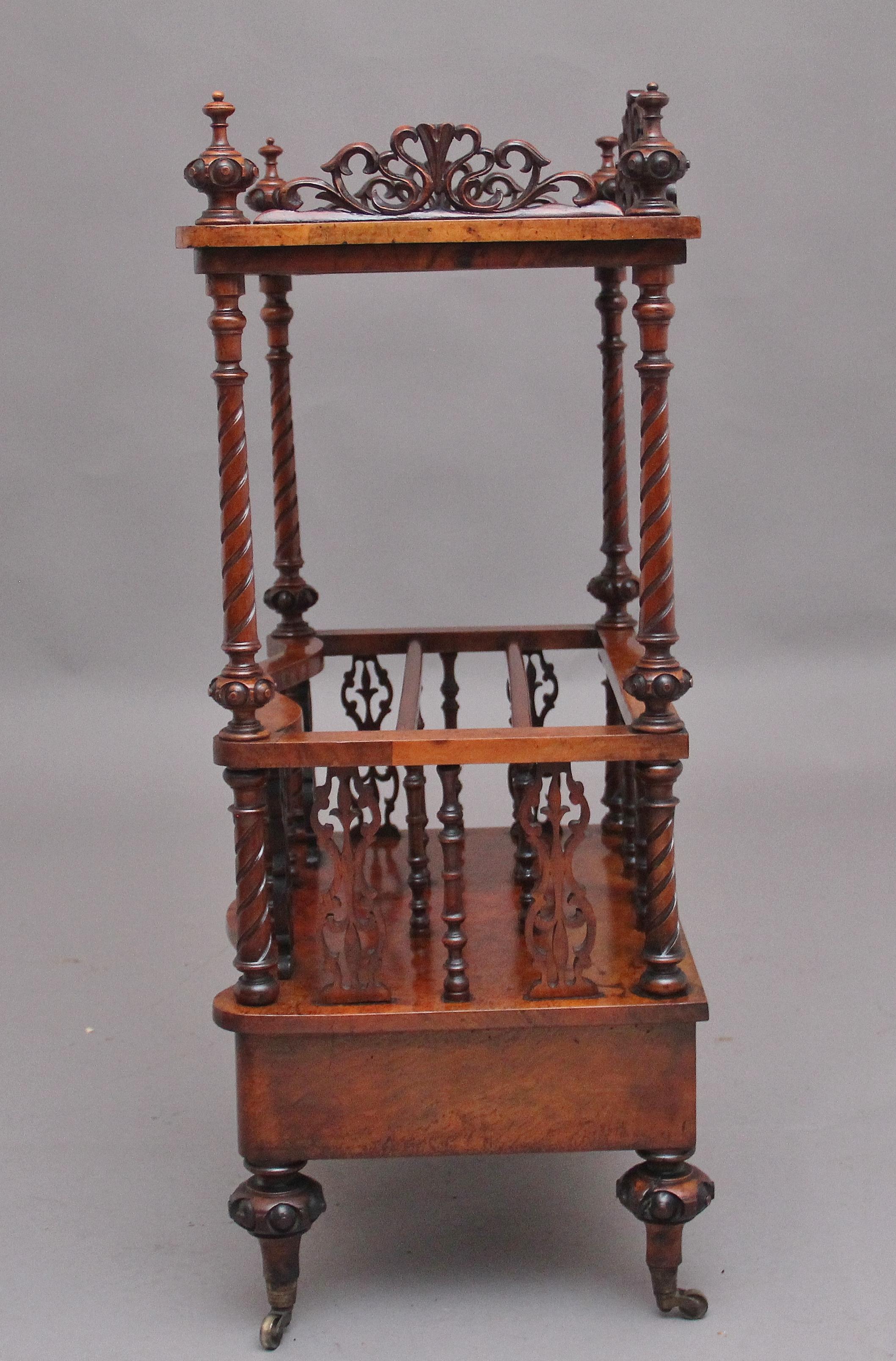 Mid-19th Century 19th Century burr walnut Canterbury of serpentine form For Sale