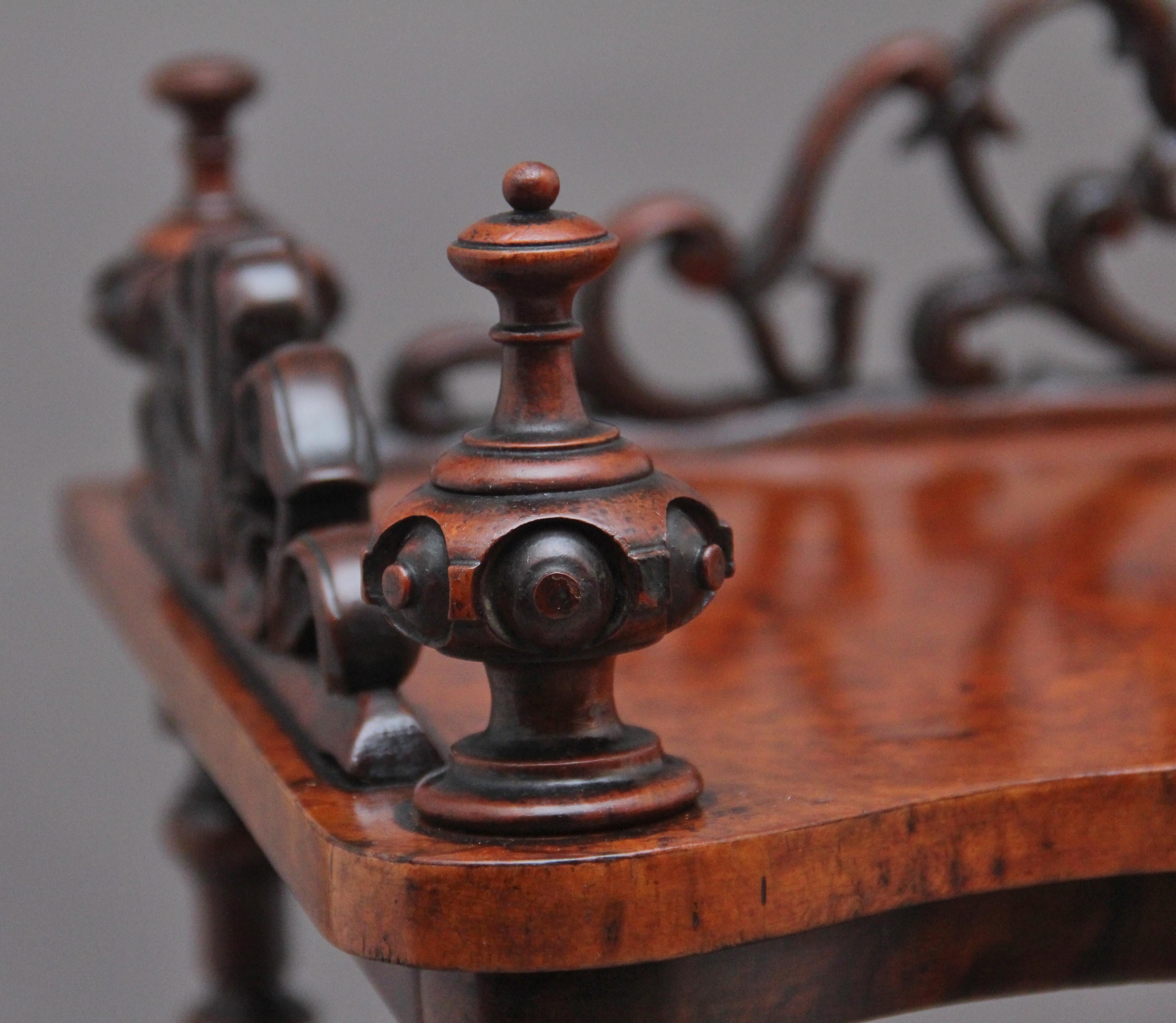 19th Century burr walnut Canterbury of serpentine form For Sale 2