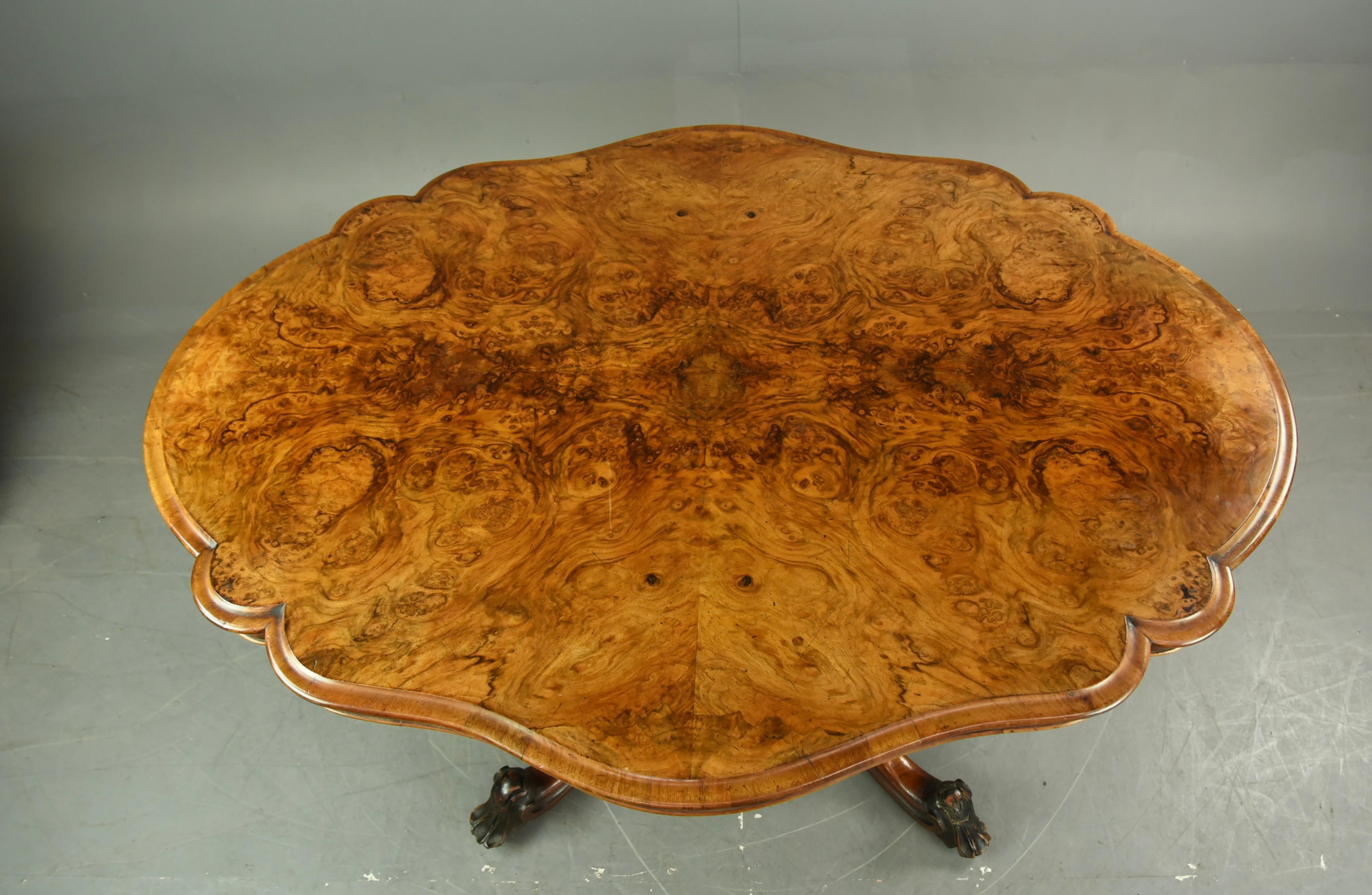 Victorian 19th century burr walnut centre table