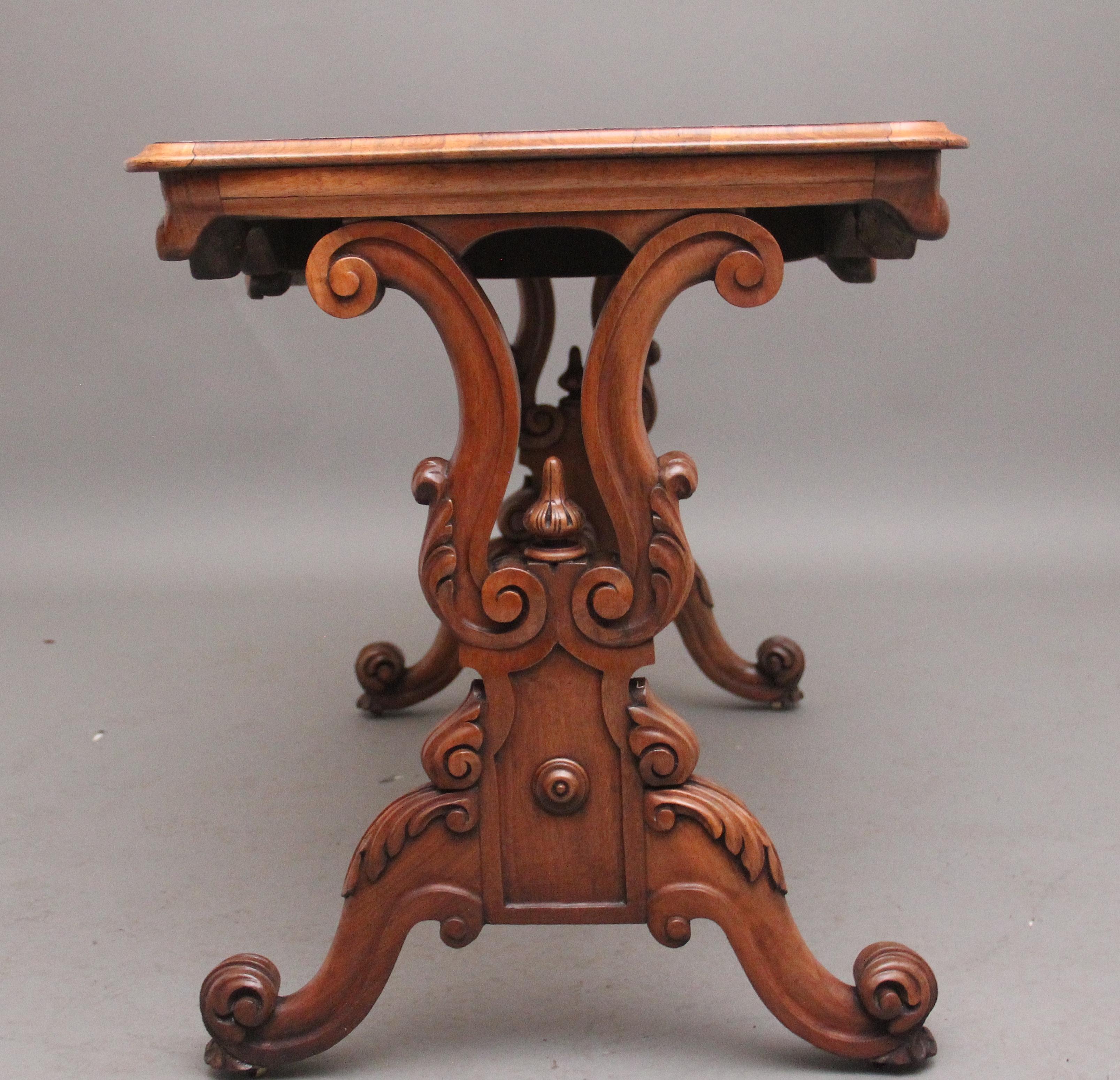 19th Century burr walnut centre table In Good Condition For Sale In Martlesham, GB