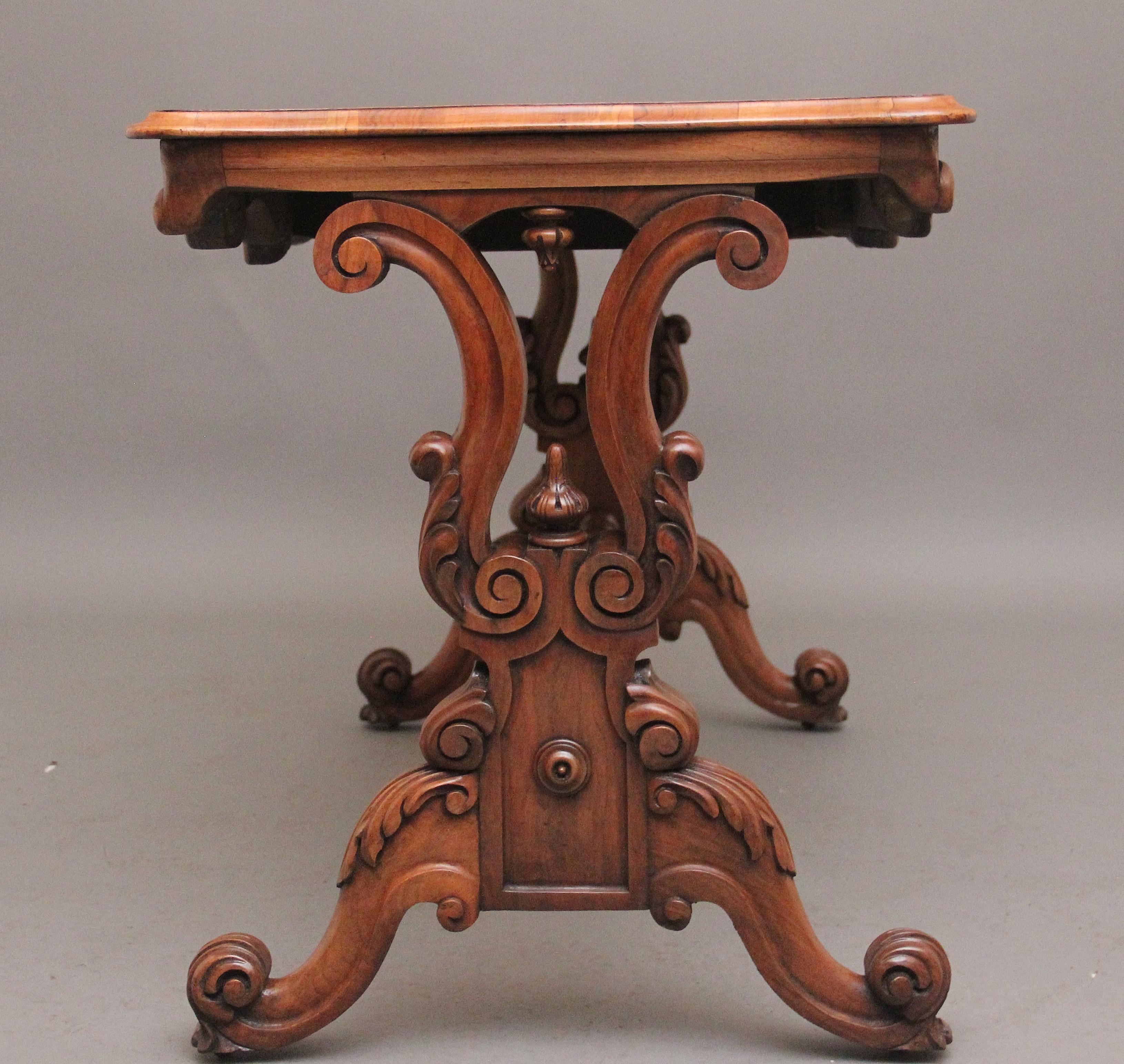 19th Century burr walnut centre table For Sale 1