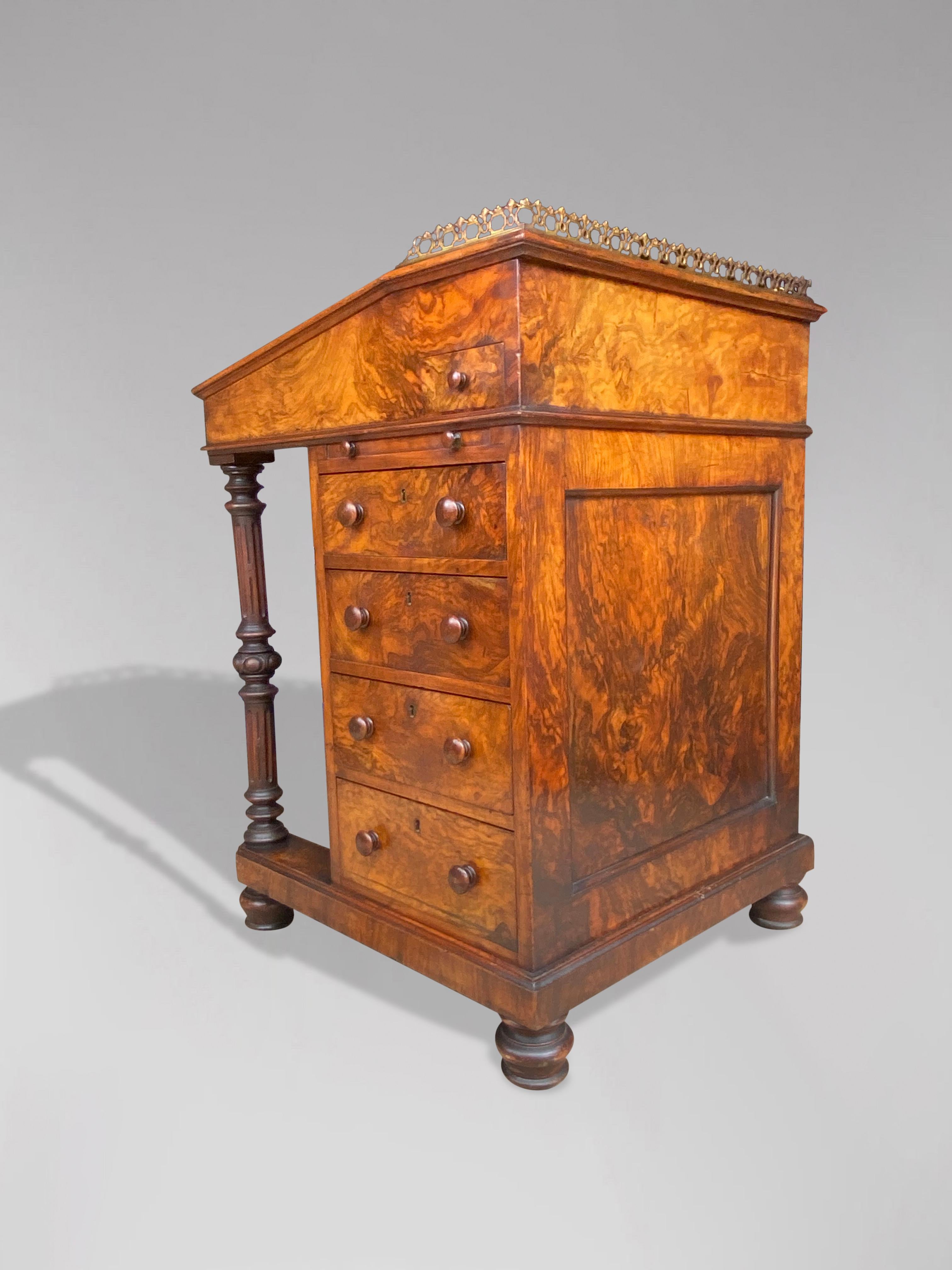 Hand-Crafted 19th Century Burr Walnut Davenport by Edwards & Roberts For Sale