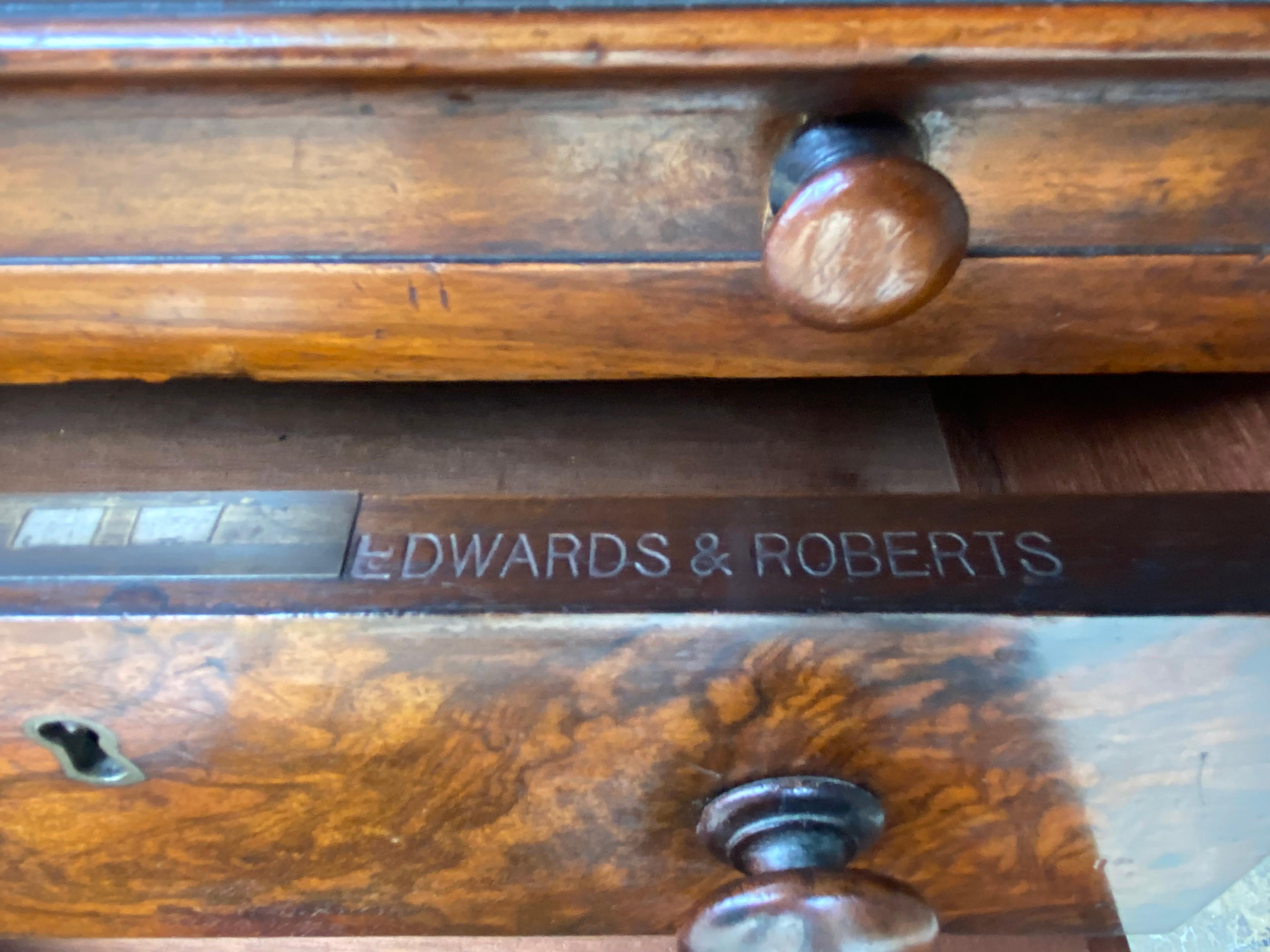 Leather 19th Century Burr Walnut Davenport by Edwards & Roberts For Sale