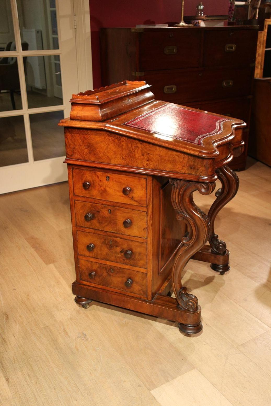 Mid-19th Century 19th Century Burr Walnut Davenport Desk