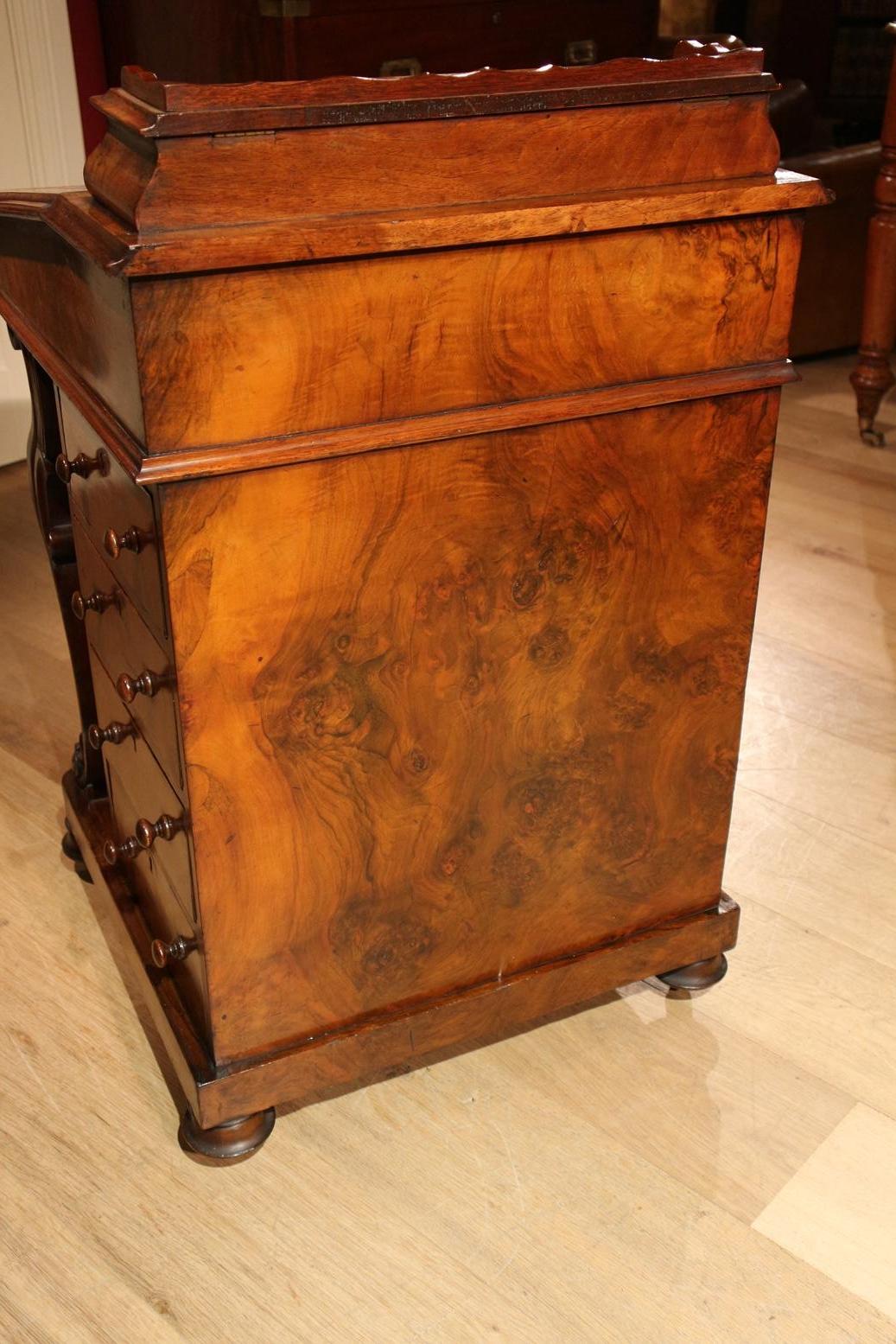 19th Century Burr Walnut Davenport Desk 2