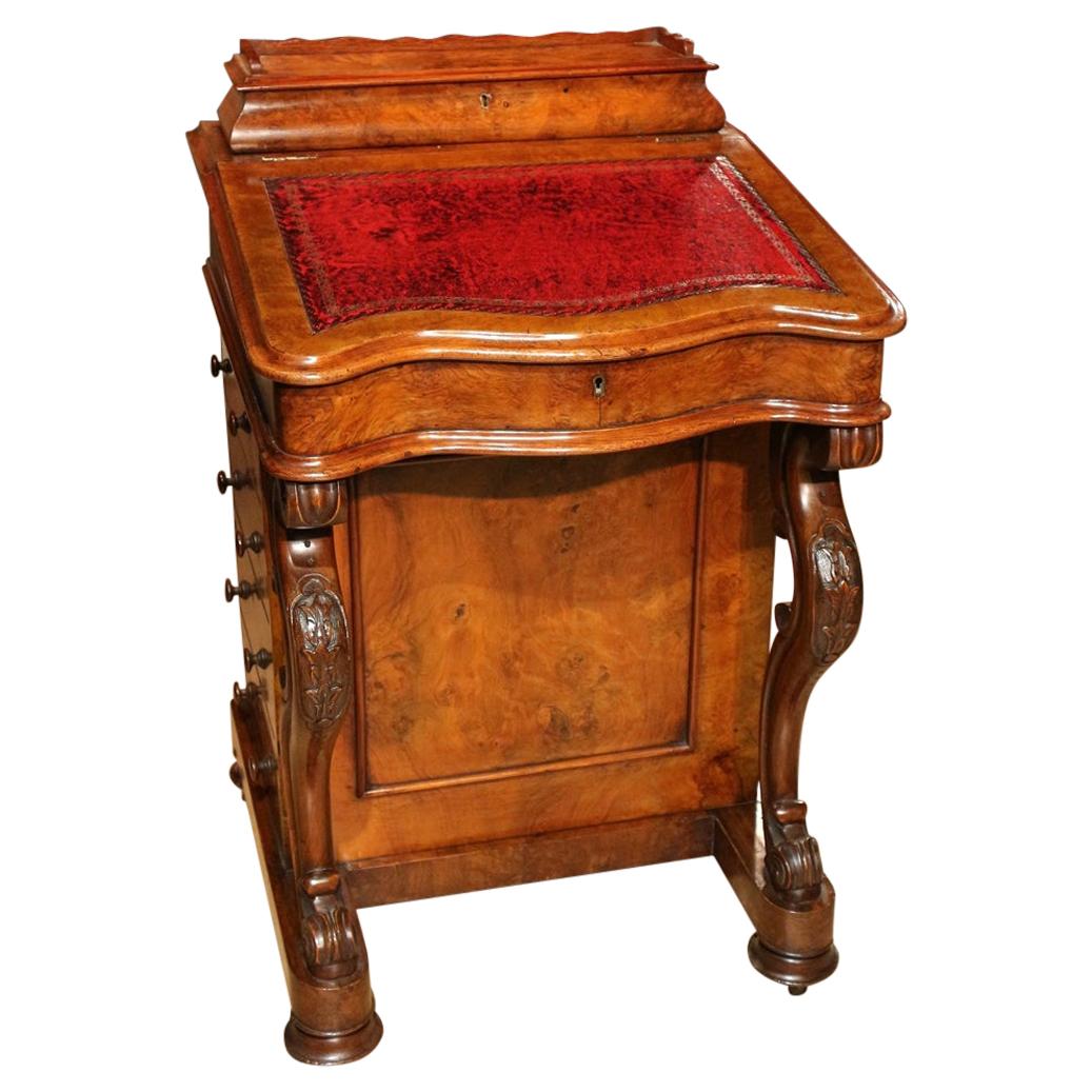 19th Century Burr Walnut Davenport Desk