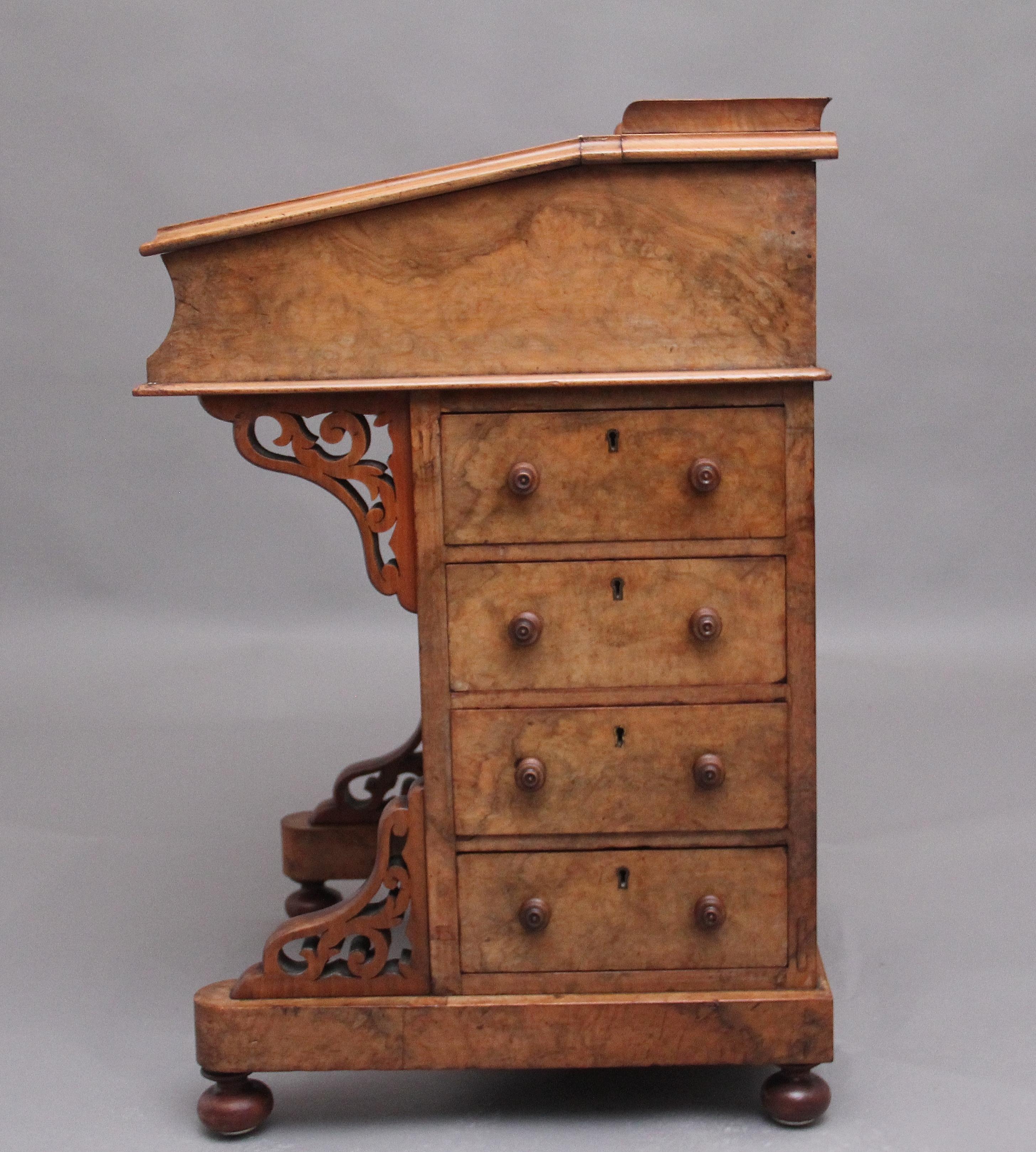 19th Century Burr Walnut Davenport For Sale 5