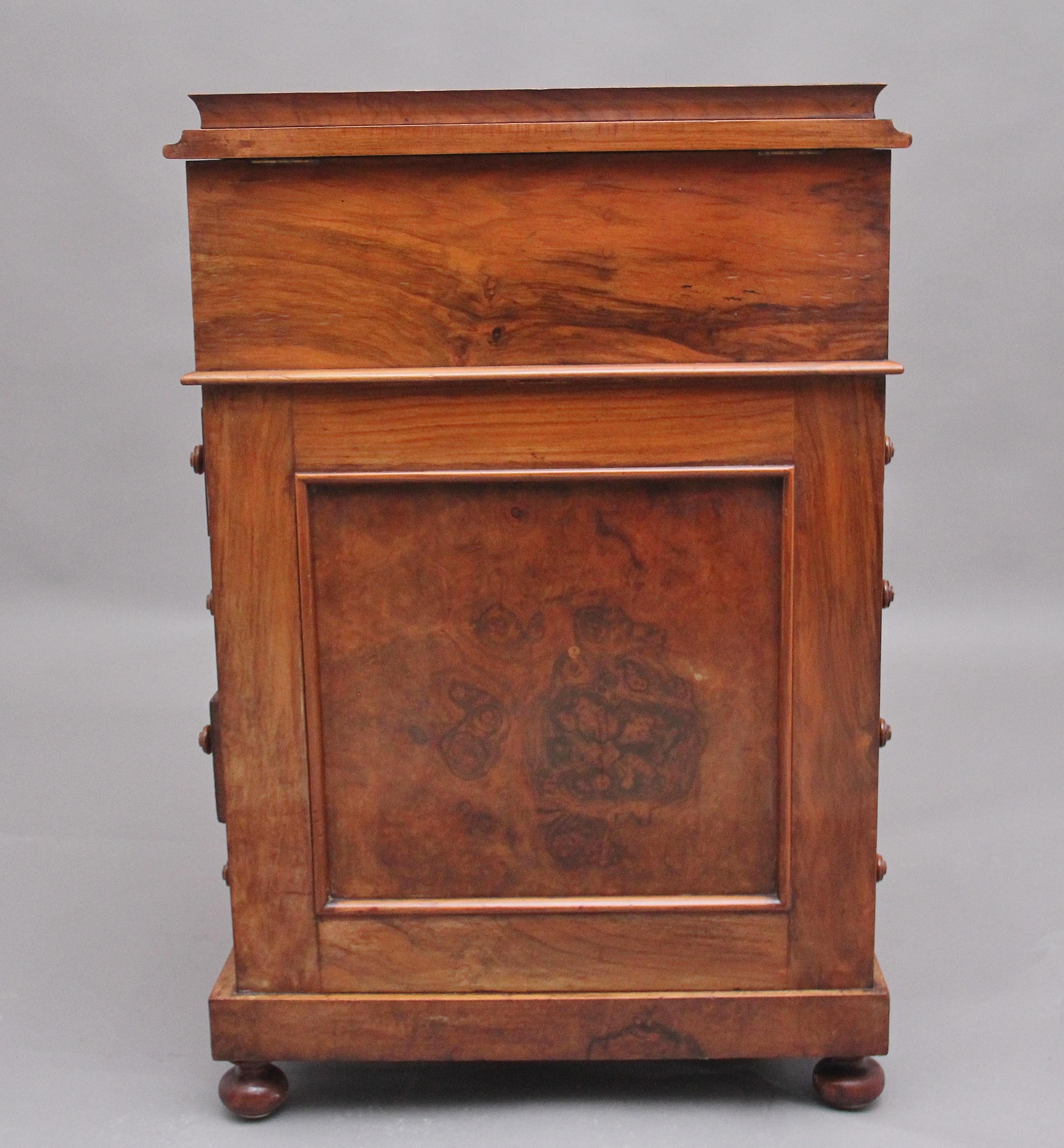 19th Century Burr Walnut Davenport For Sale 7