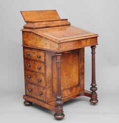 19th Century Burr Walnut Davenport