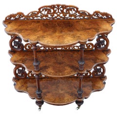 19th Century Burr Walnut Demi-Lune Console Table Quality Antique display serving