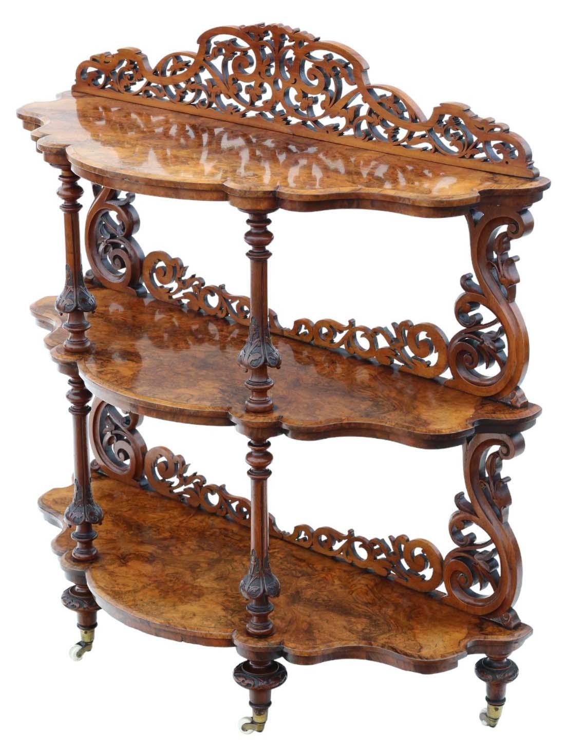 19th Century Burr Walnut Demi-Lune Console Table Quality Antique display serving In Good Condition For Sale In Wisbech, Cambridgeshire