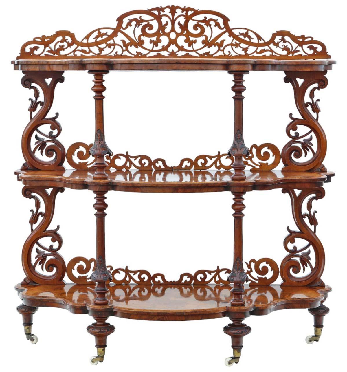 19th Century Burr Walnut Demi-Lune Console Table Quality Antique display serving For Sale 2