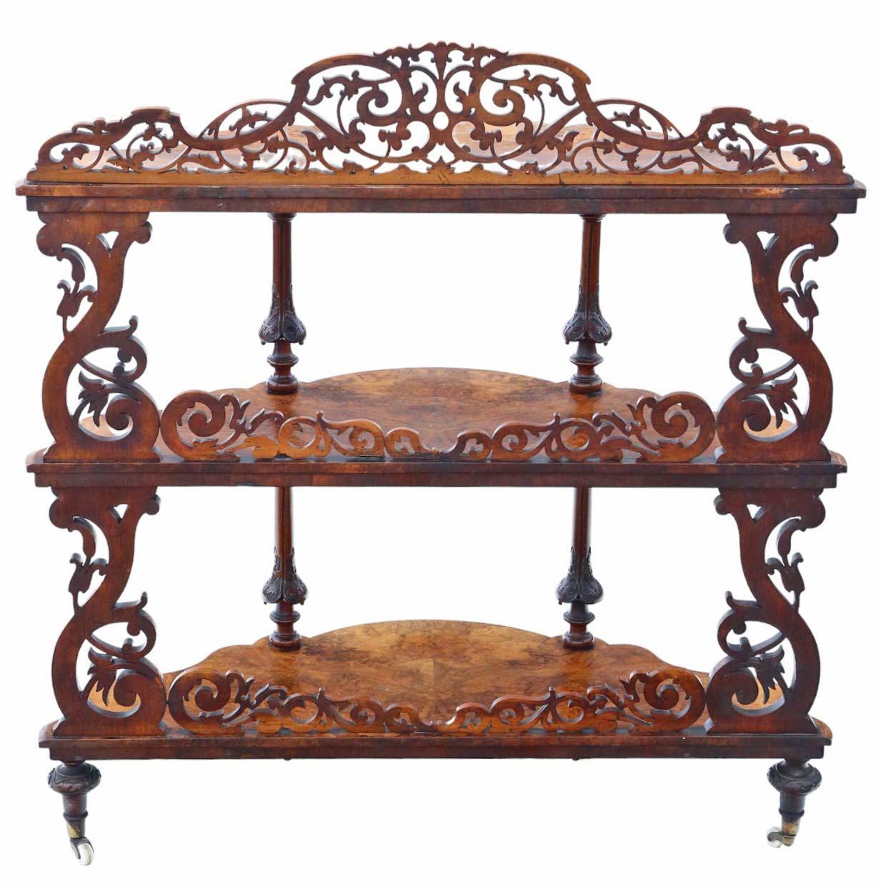 19th Century Burr Walnut Demi-Lune Console Table Quality Antique display serving For Sale 4