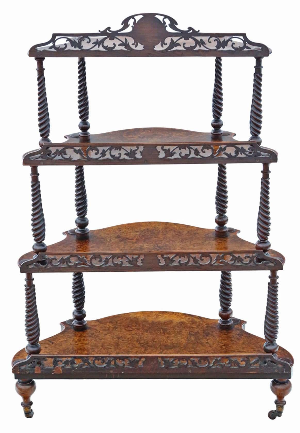 19th Century Burr Walnut Demi-Lune Console Table Quality Antique display serving For Sale 4