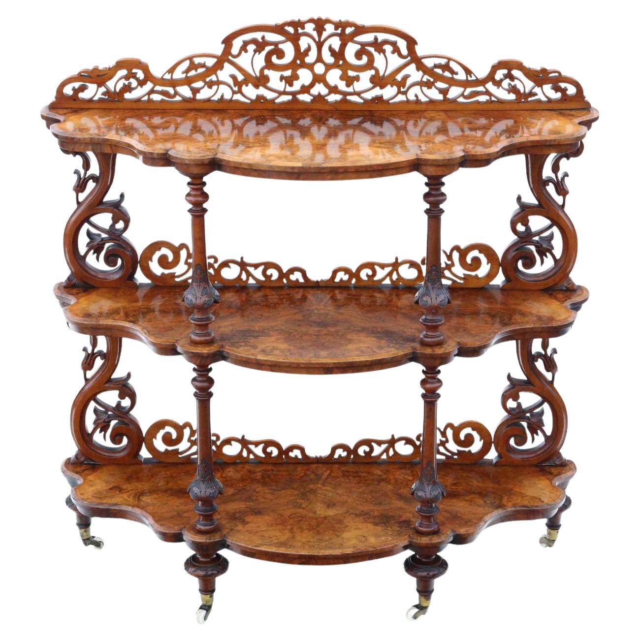 19th Century Burr Walnut Demi-Lune Console Table Quality Antique display serving