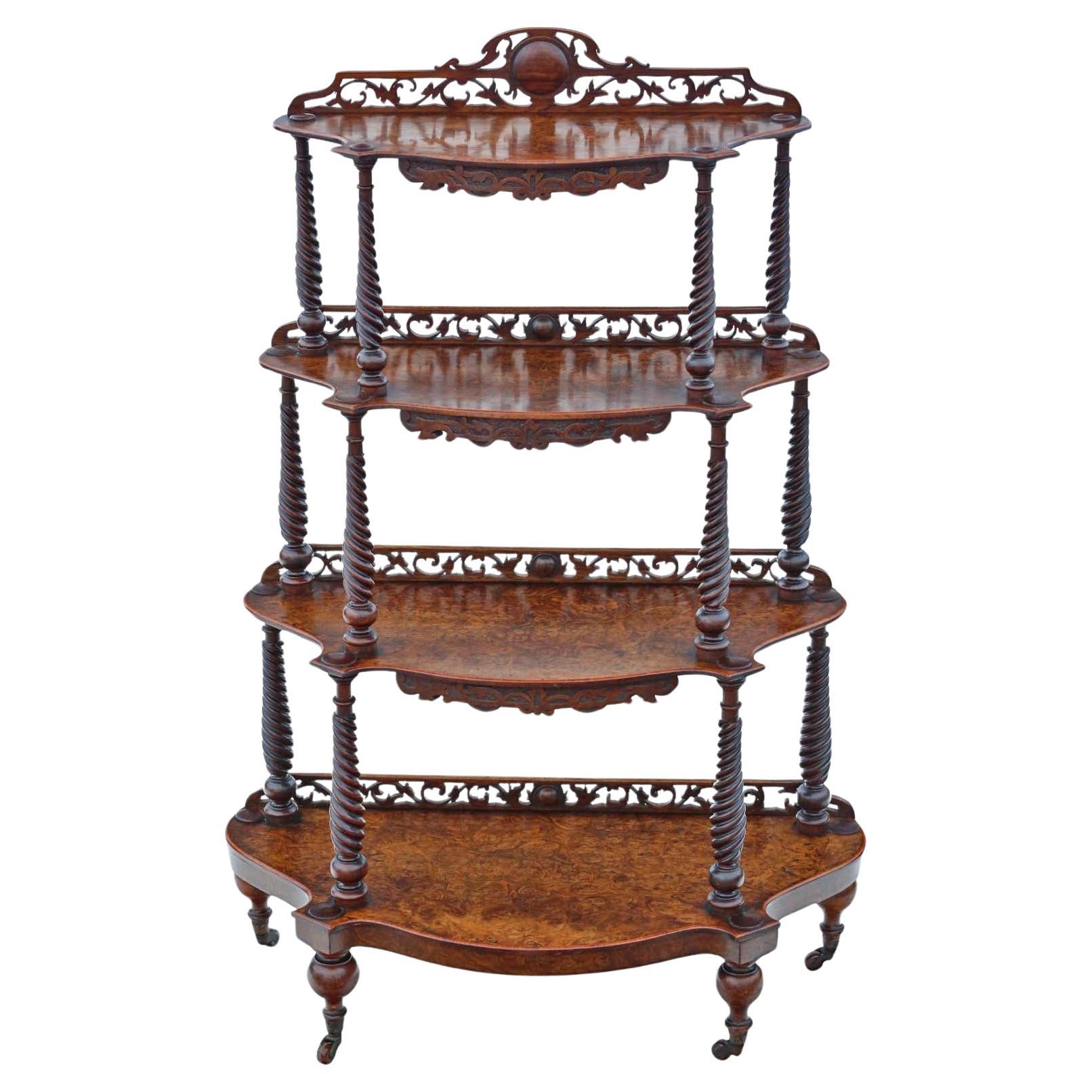 19th Century Burr Walnut Demi-Lune Console Table Quality Antique display serving For Sale