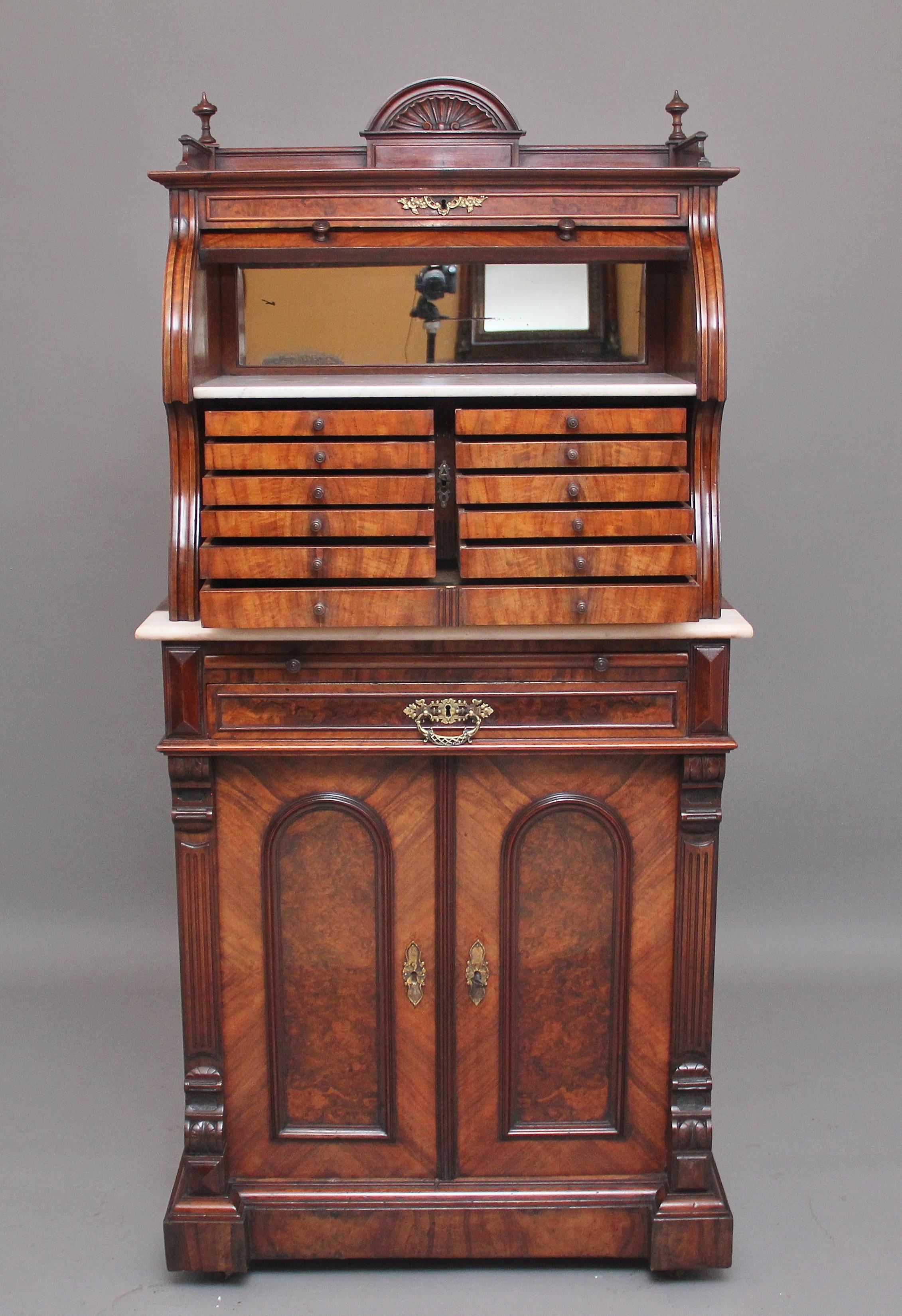 19th Century Burr Walnut Dentist Cabinet 1