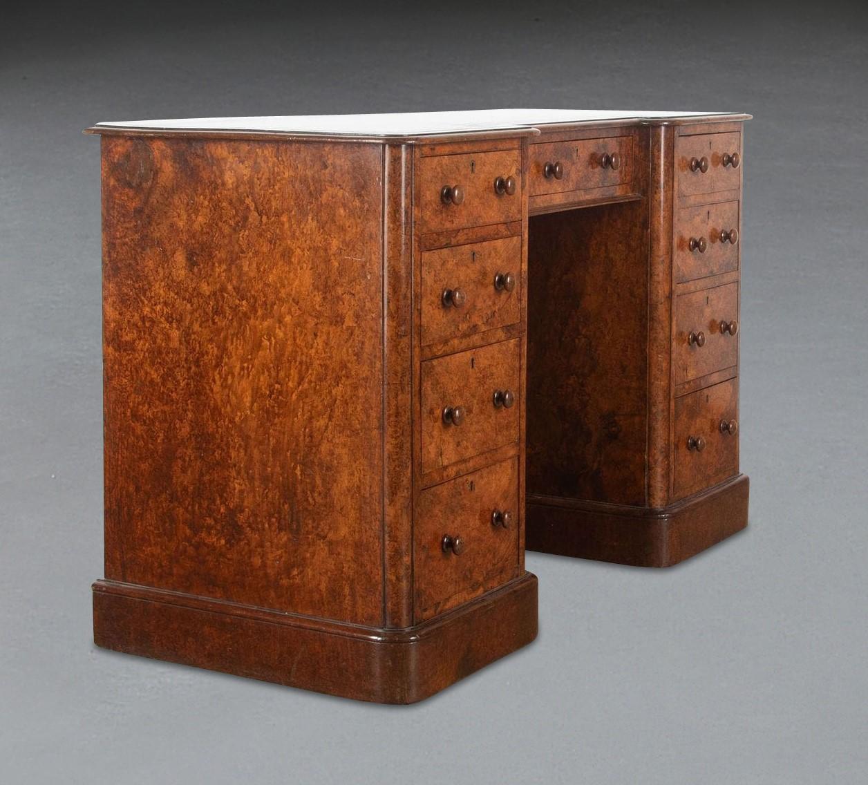 Early Victorian 19th Century Burr Walnut Desk For Sale