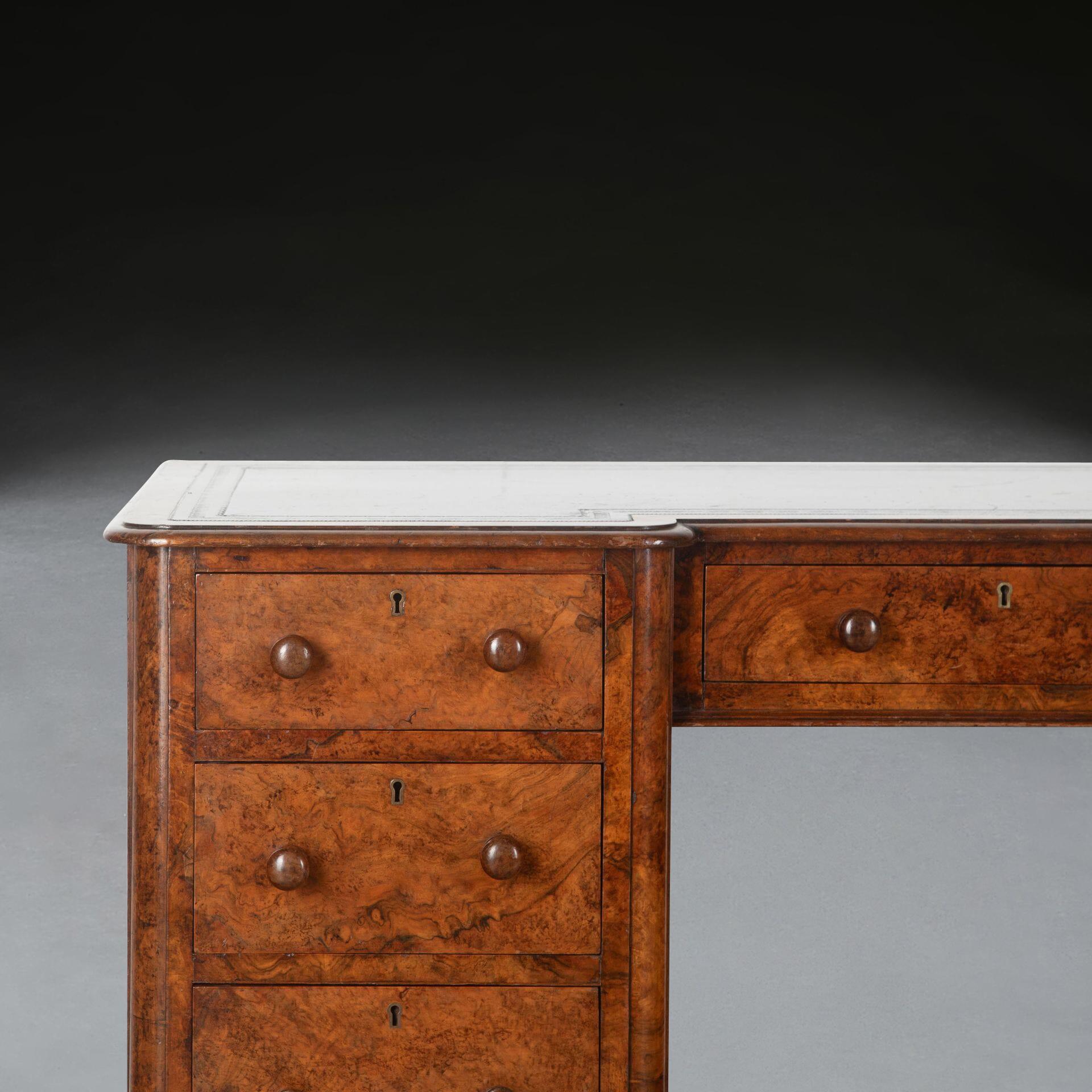Veneer 19th Century Burr Walnut Desk For Sale