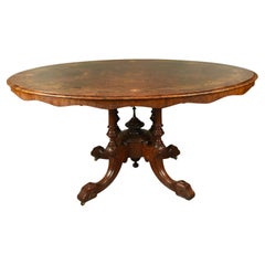 19th century burr walnut inlaid centre table /dining table