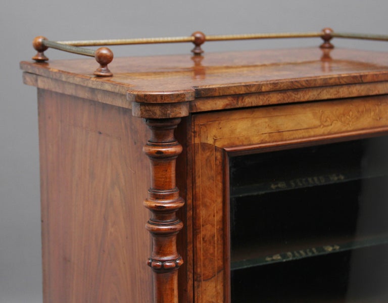 19th Century Burr Walnut Inlaid Music Cabinet For Sale 4