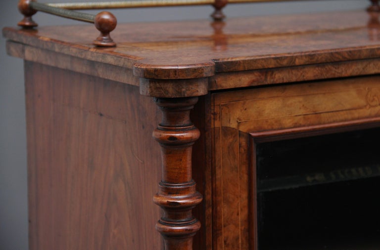 19th Century Burr Walnut Inlaid Music Cabinet For Sale 5