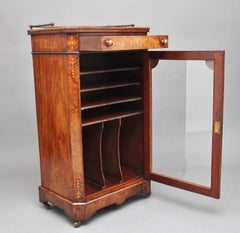 19th Century burr walnut inlaid music cabinet
