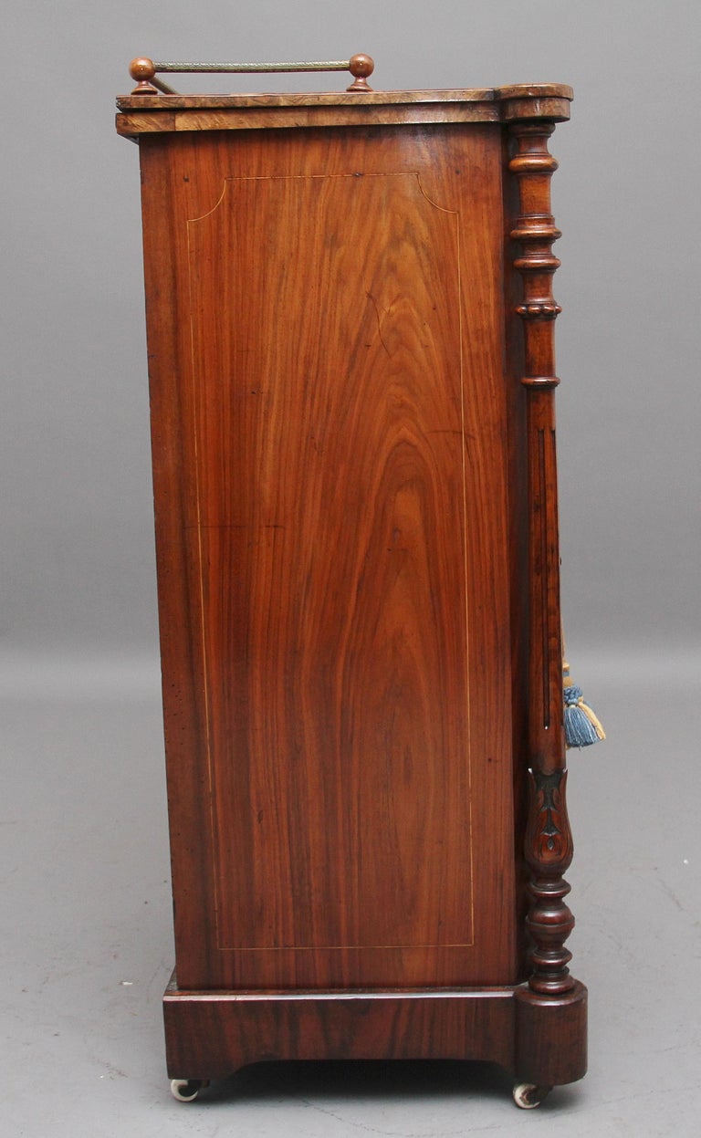19th Century Burr Walnut Inlaid Music Cabinet In Good Condition For Sale In Martlesham, GB