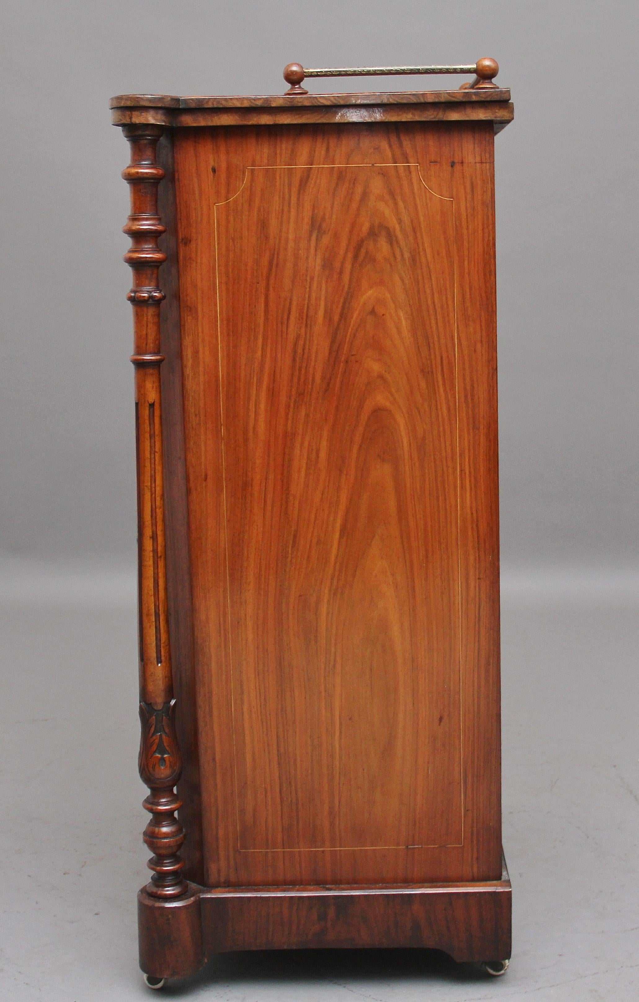 19th Century Burr Walnut Inlaid Music Cabinet For Sale 1