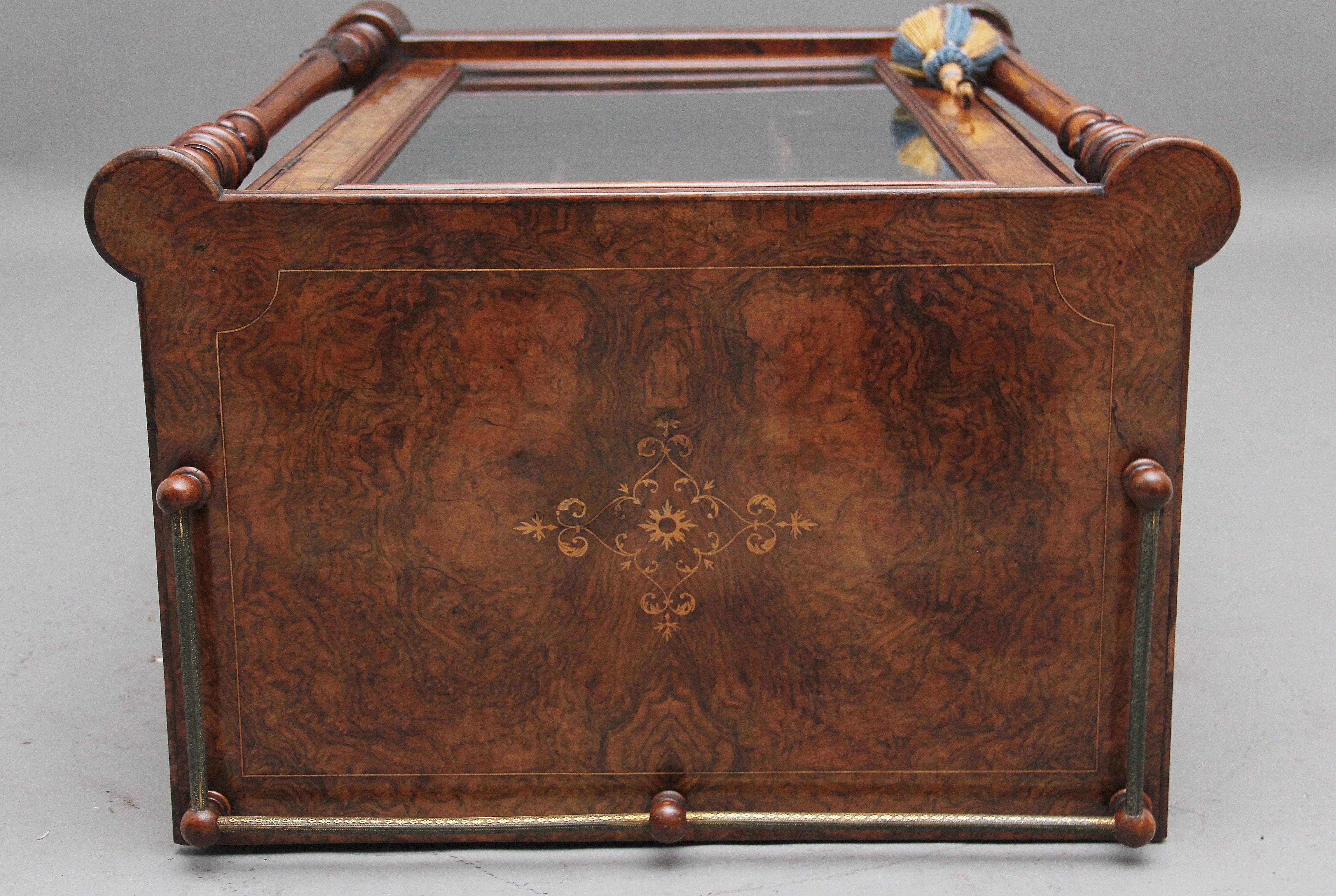 19th Century Burr Walnut Inlaid Music Cabinet For Sale 2