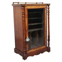 19th Century Burr Walnut Inlaid Music Cabinet