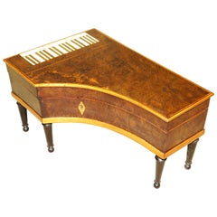 Antique 19th Century Burr Walnut Miniature Grand Piano Jewellery Box