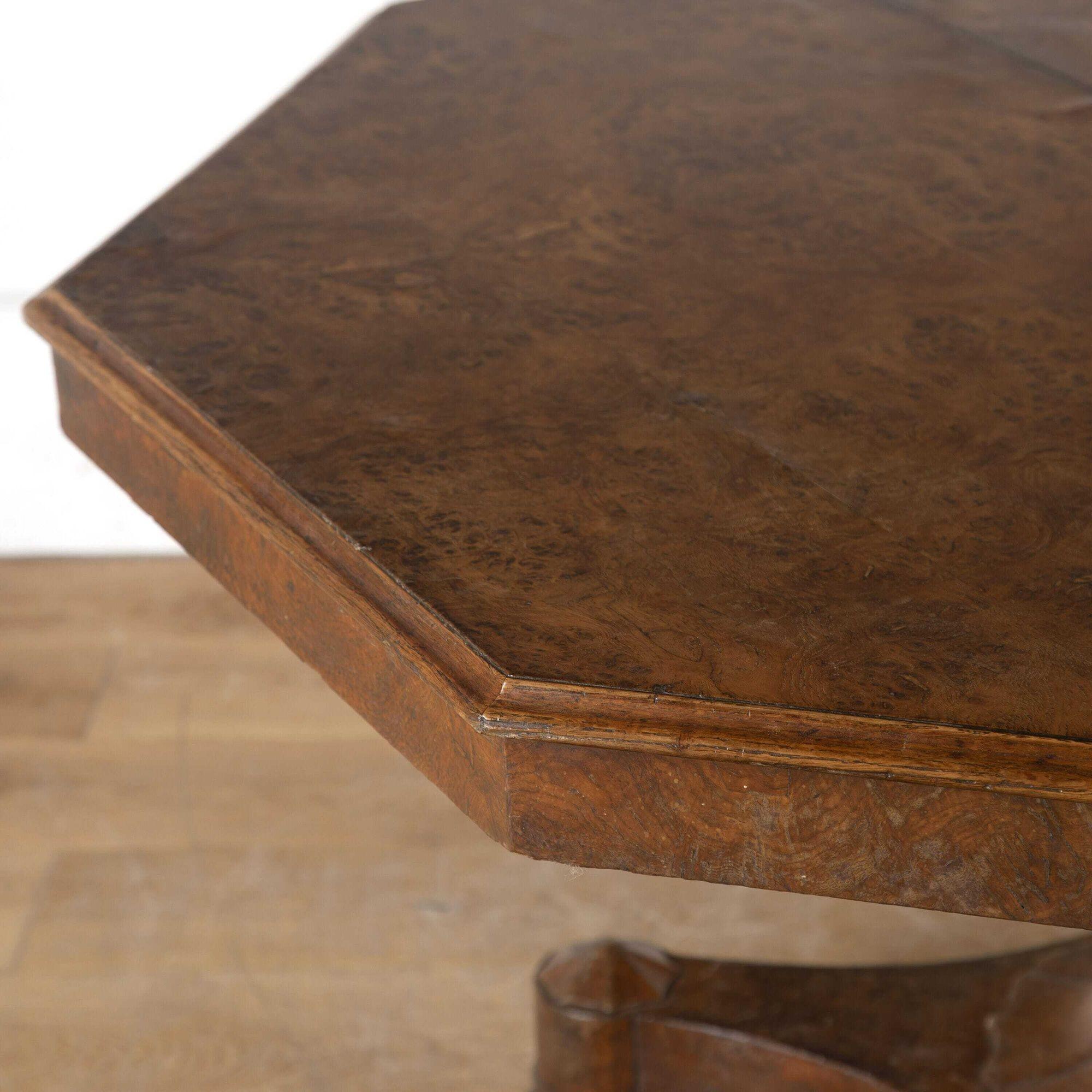 British 19th Century Burr Walnut Octagonal Centre Table