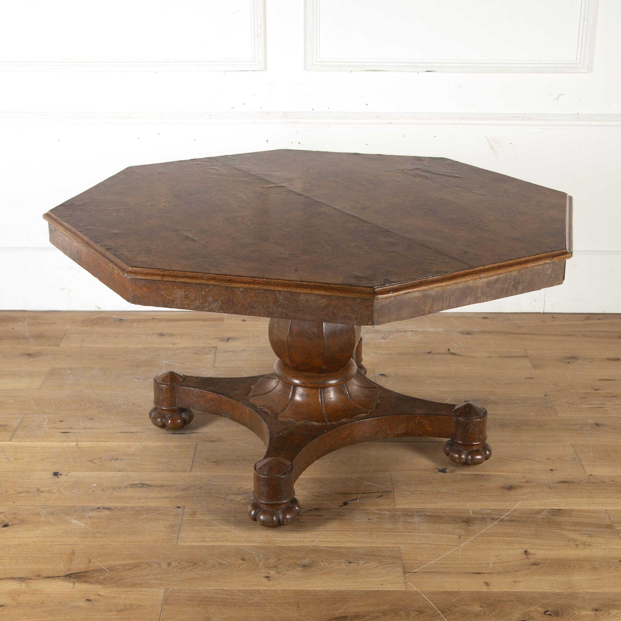 19th Century Burr Walnut Octagonal Centre Table In Good Condition In Gloucestershire, GB