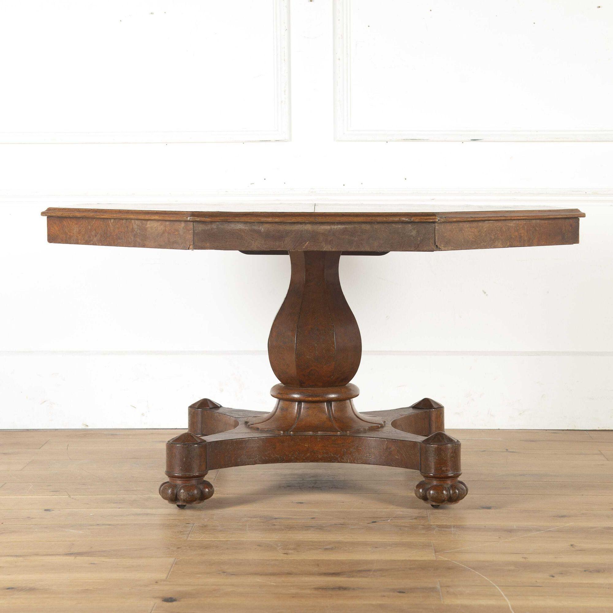 19th Century Burr Walnut Octagonal Centre Table 1