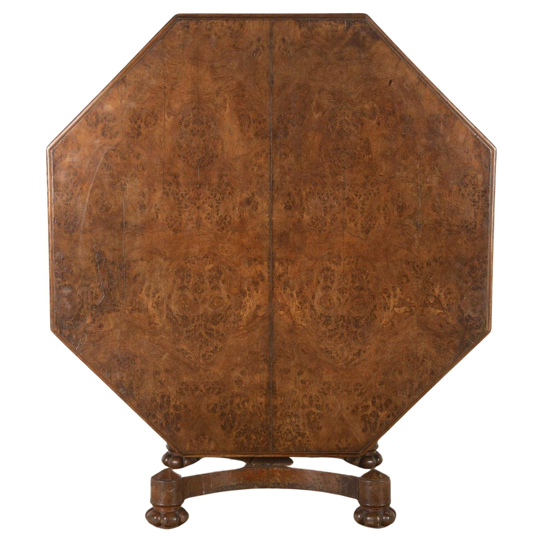 19th Century Burr Walnut Octagonal Centre Table