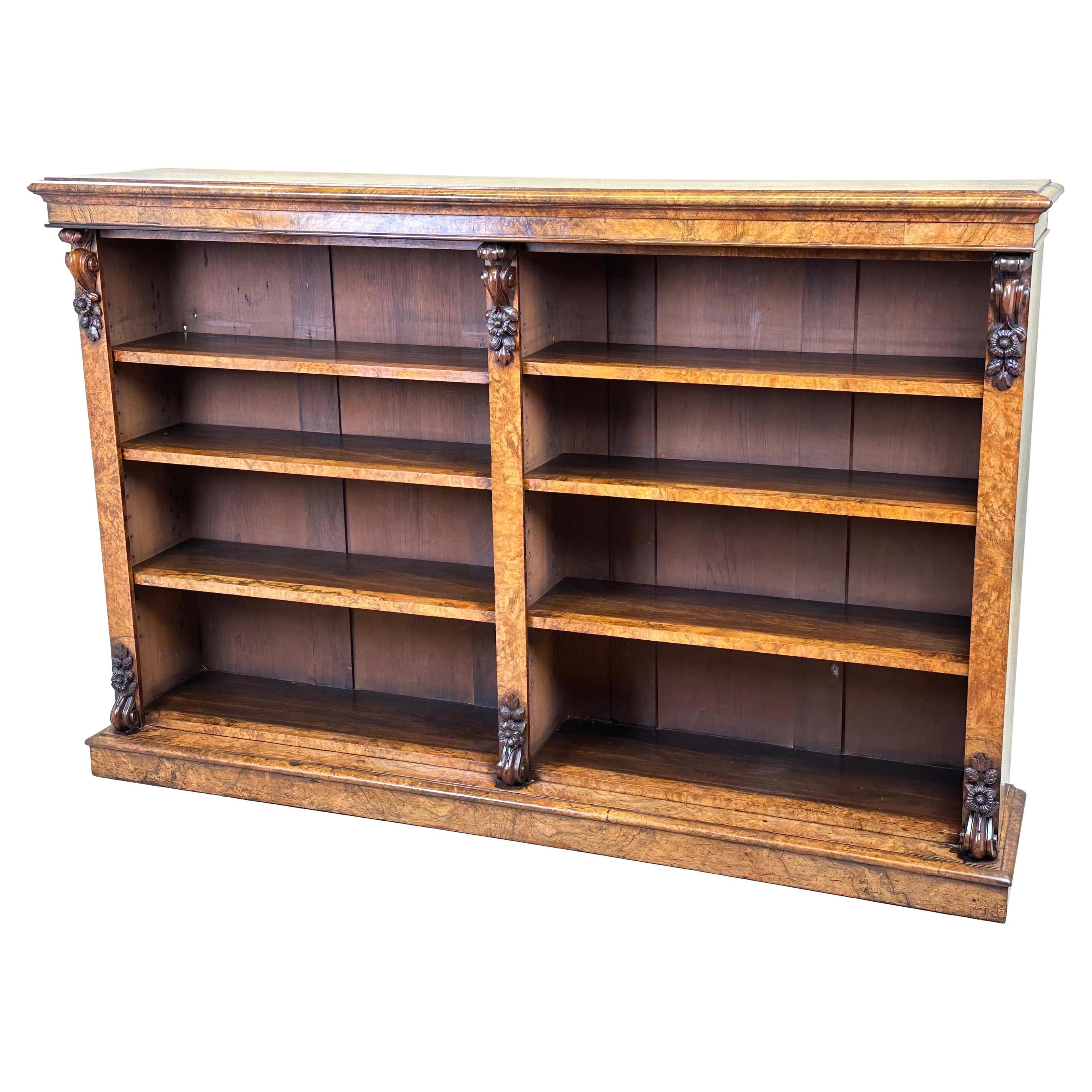 Bespoke Antique Burr Walnut Open Bookcase at 1stDibs