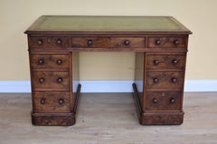19th Century Burr Walnut Pedestal Desk