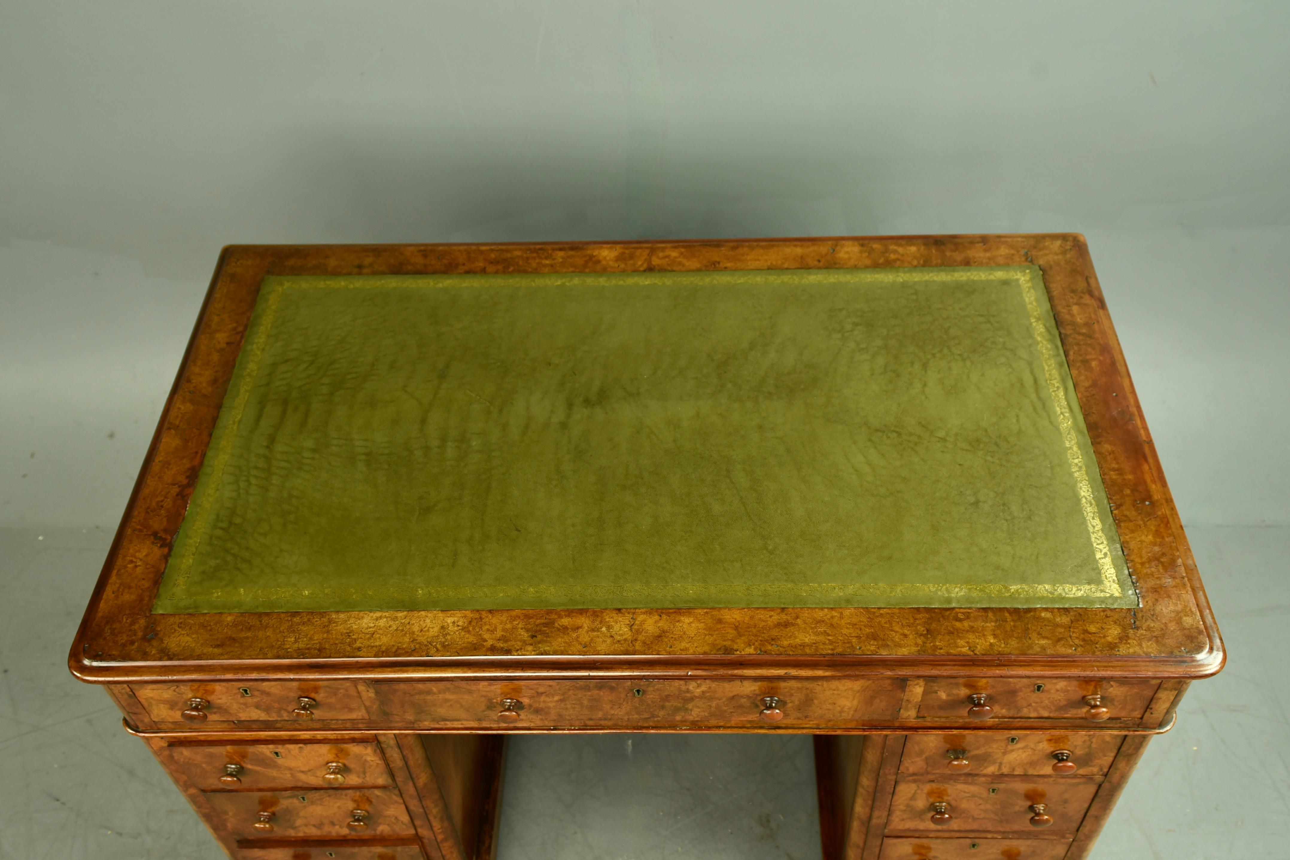 Mid-19th Century 19th Century burr walnut pedestal desk