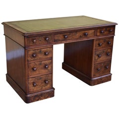 19th Century Burr Walnut Pedestal Desk